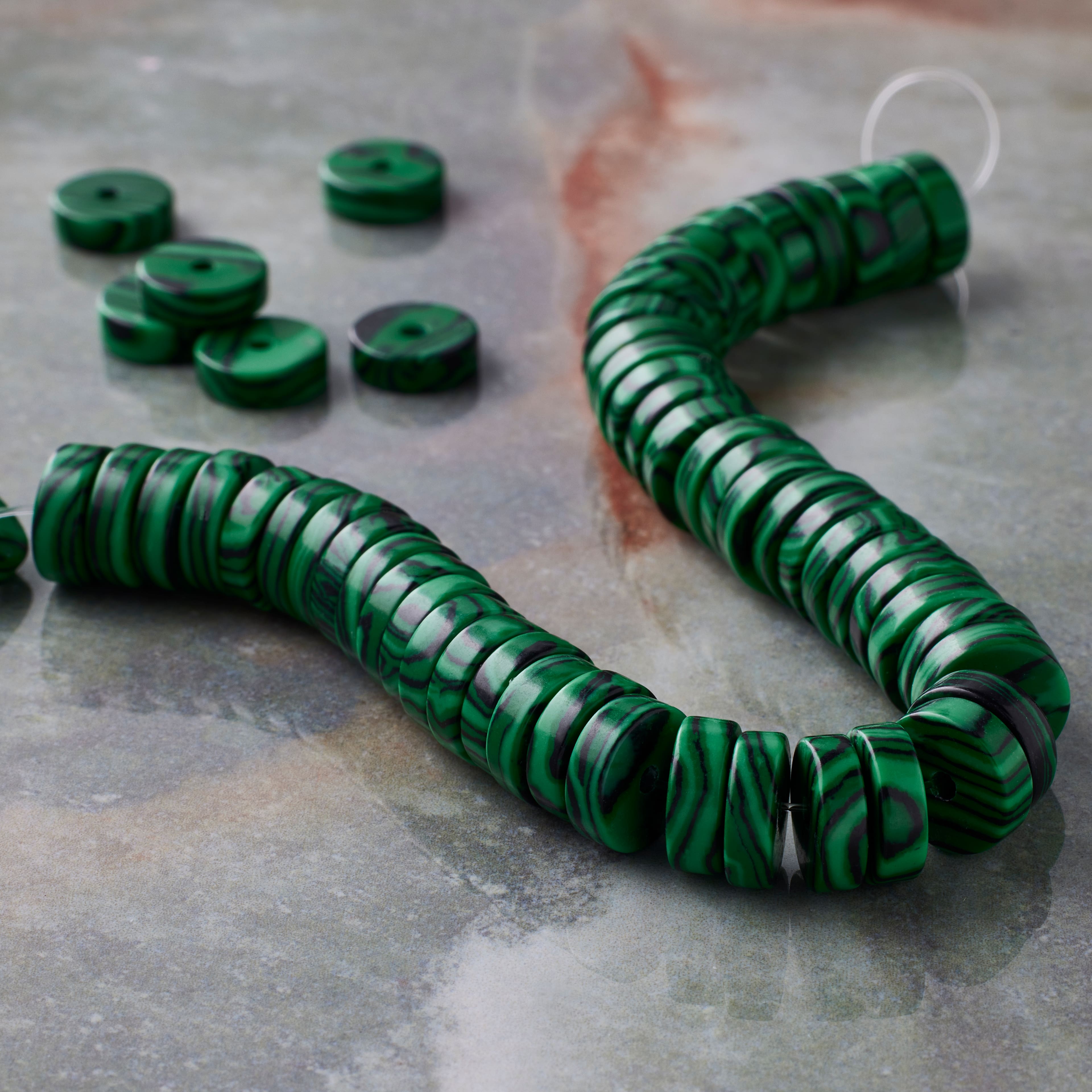 Green Reconstituted Stone Heishi Beads by Bead Landing&#x2122;