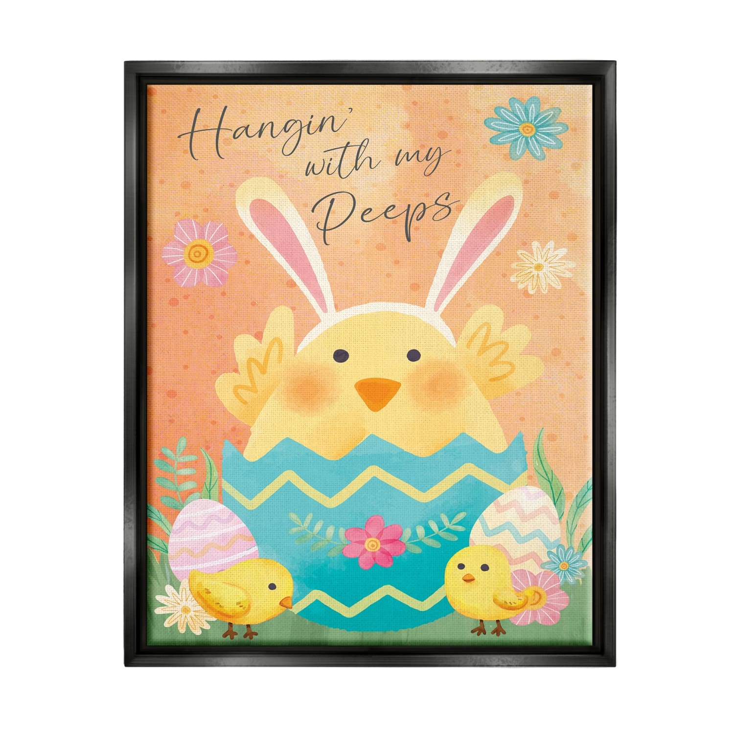 Stupell Industries Hangin' With My Peeps Easter Egg Chicks Floater Framed Art