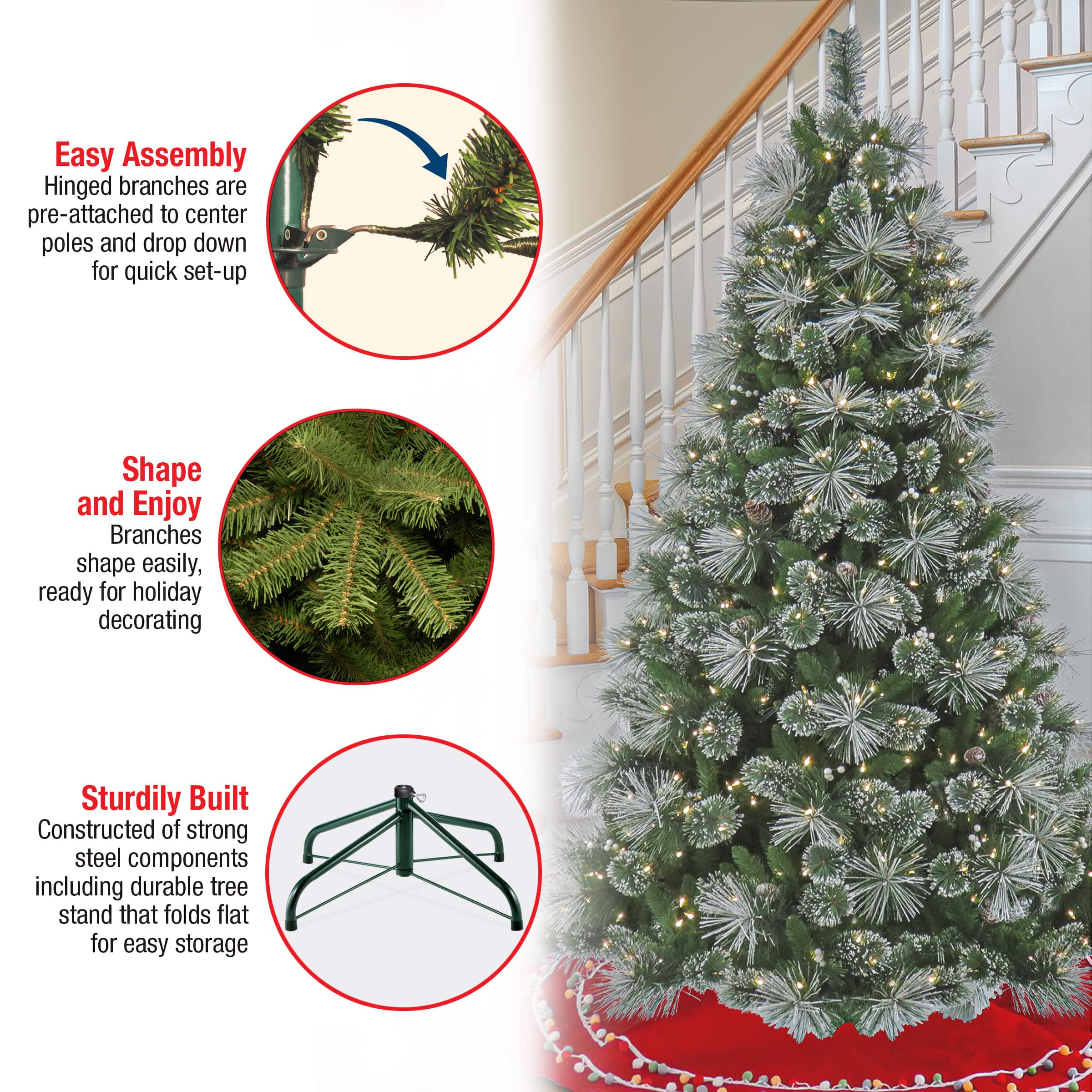 7.5ft. Pre-Lit Frosted Bryson Pine Artificial Christmas Tree, Warm White LED Lights