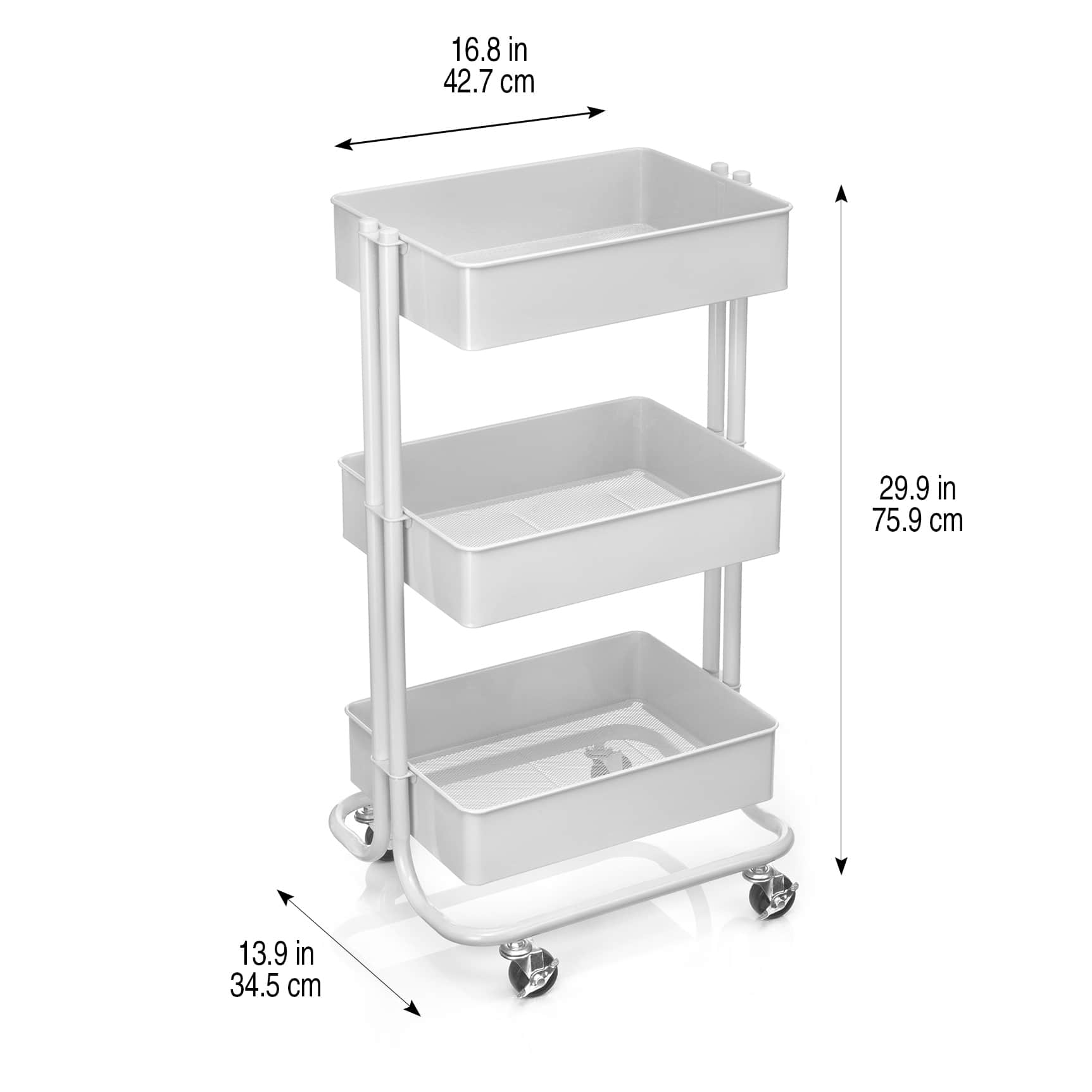 Basics 3-Tier Rolling Utility or Kitchen Cart White