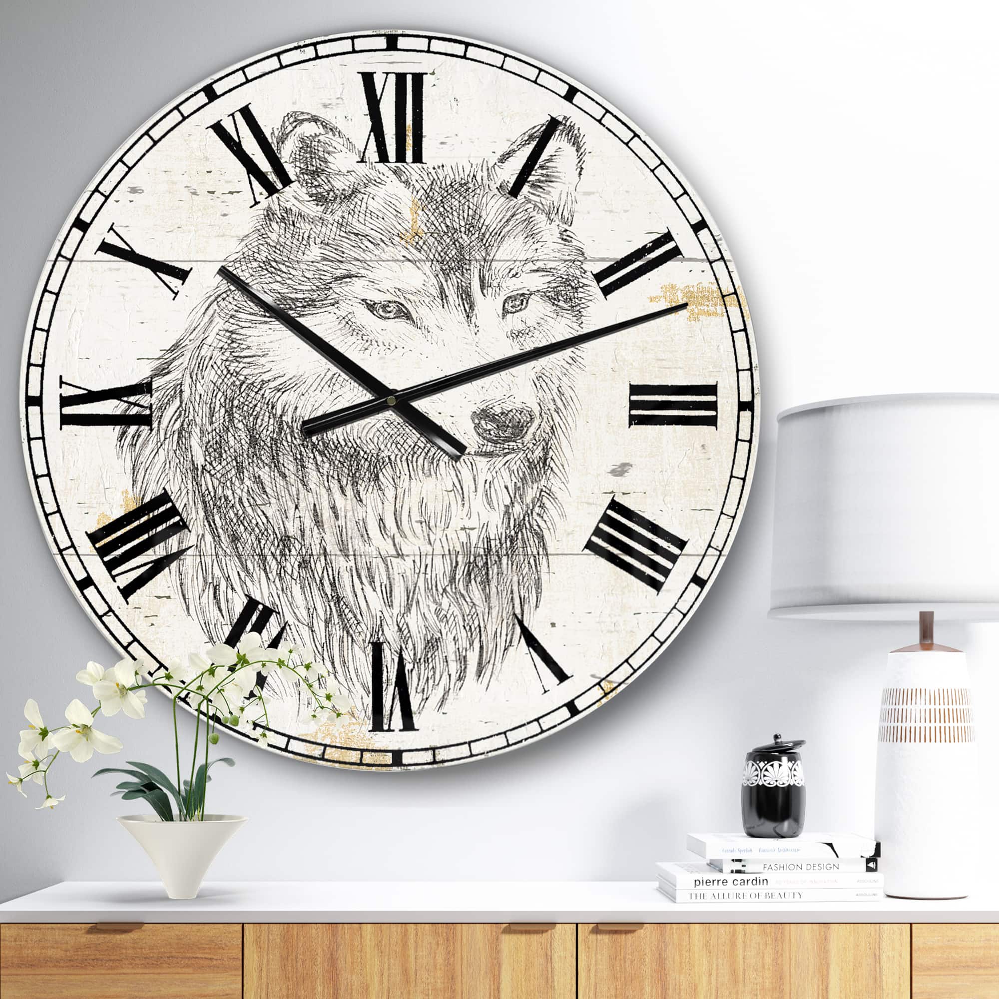 Designart 'Wolf Wild And Beautiful Iii Traditional Wall Clock