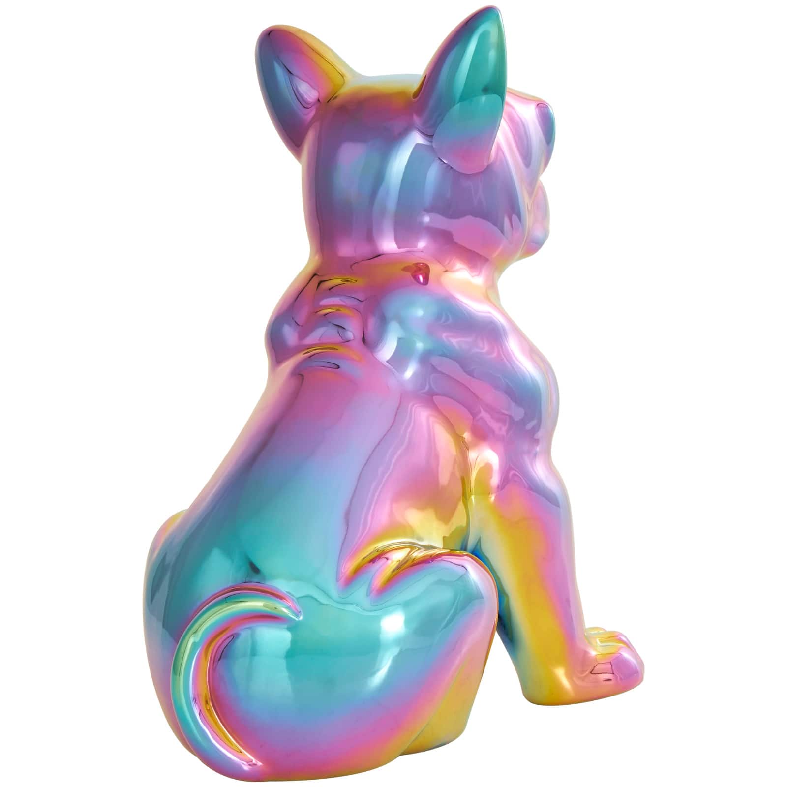12" Rainbow Ceramic Bulldog Sculpture