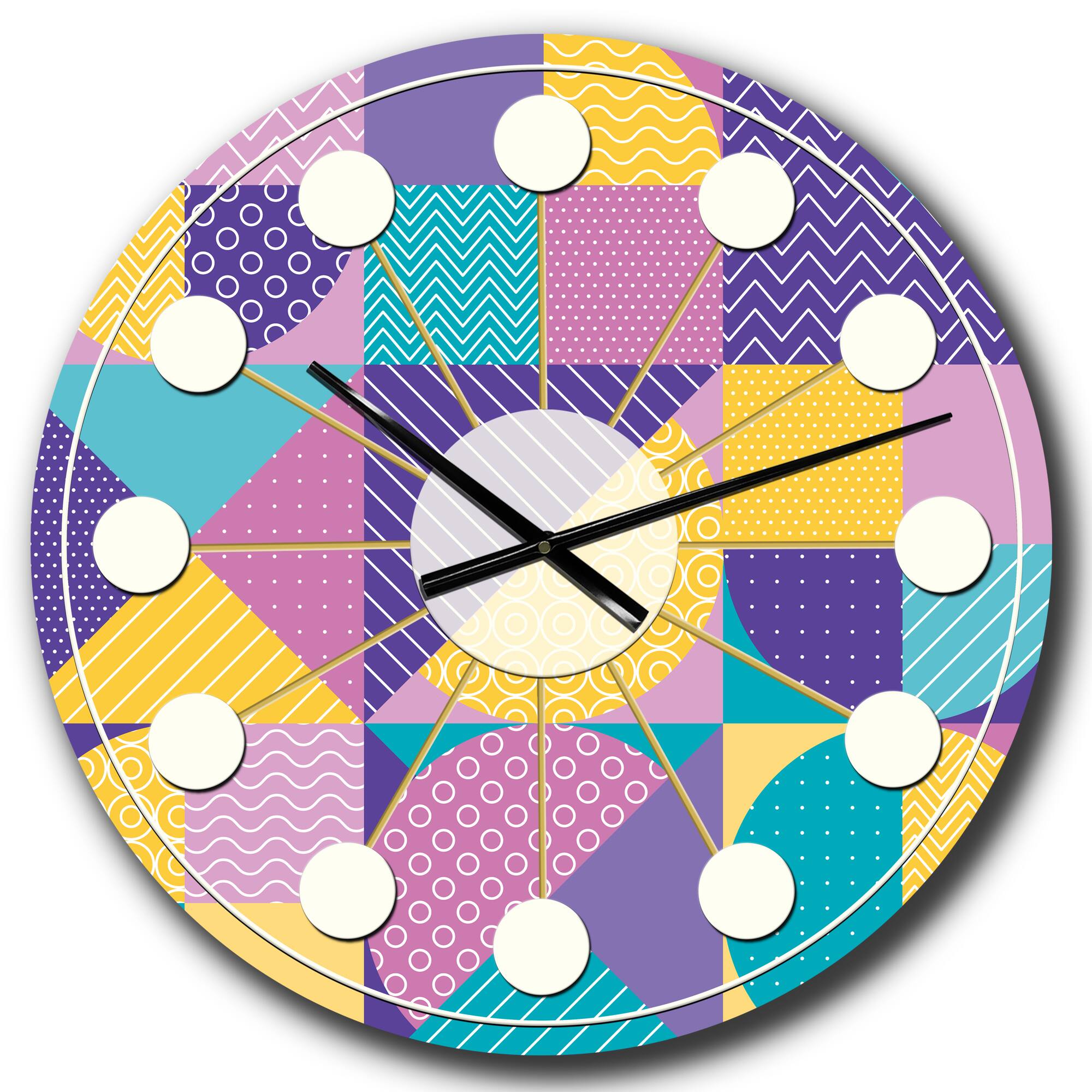 Designart 'Geometrical Pastel Abstract I Mid-Century Modern Wall Clock