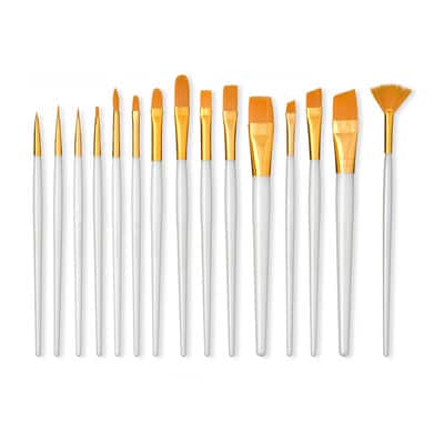 Brown Taklon Variety 15 Piece Brush Set by Craft Smart®