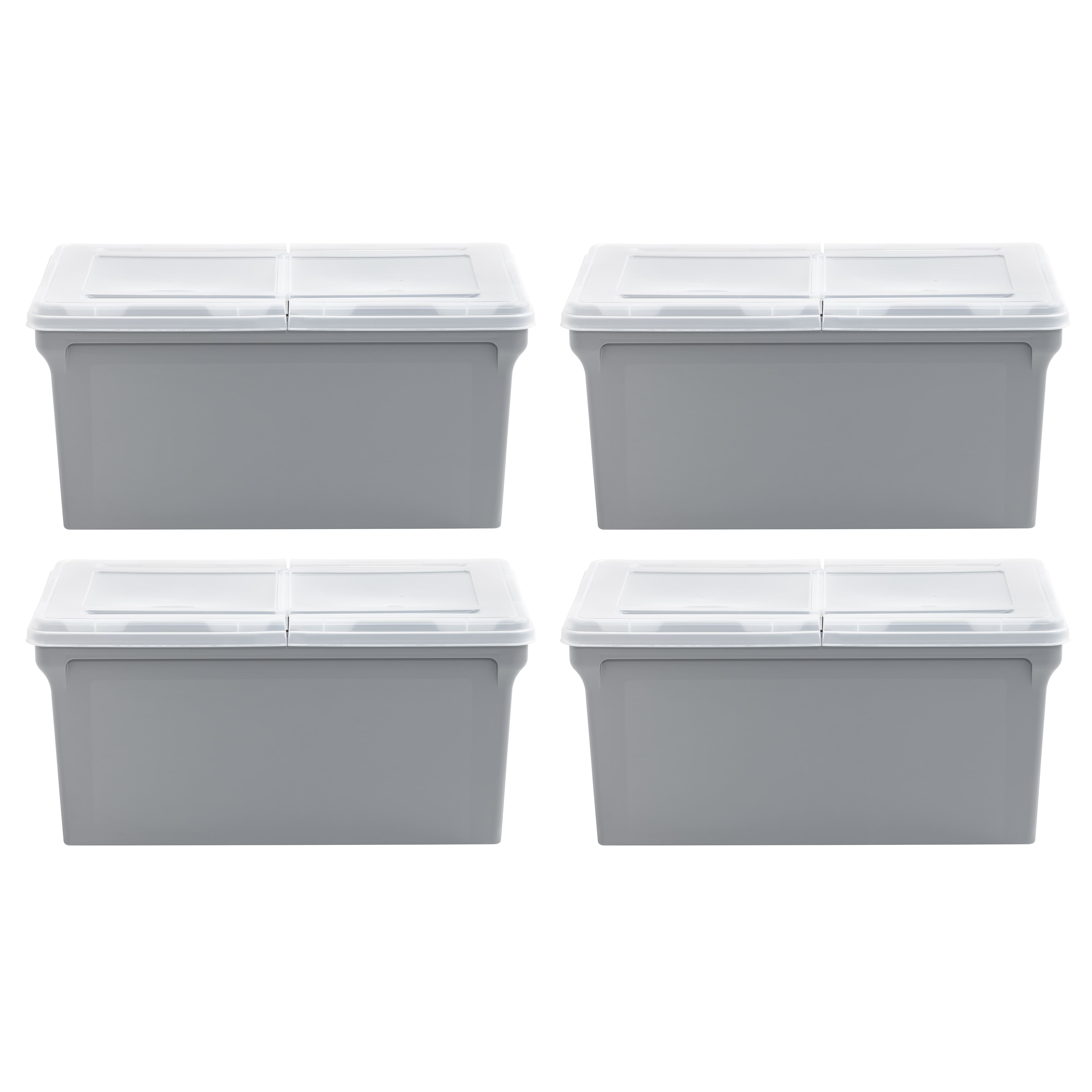 Iris® Gray Split-Lid Letter Size File Box, 4 Pack