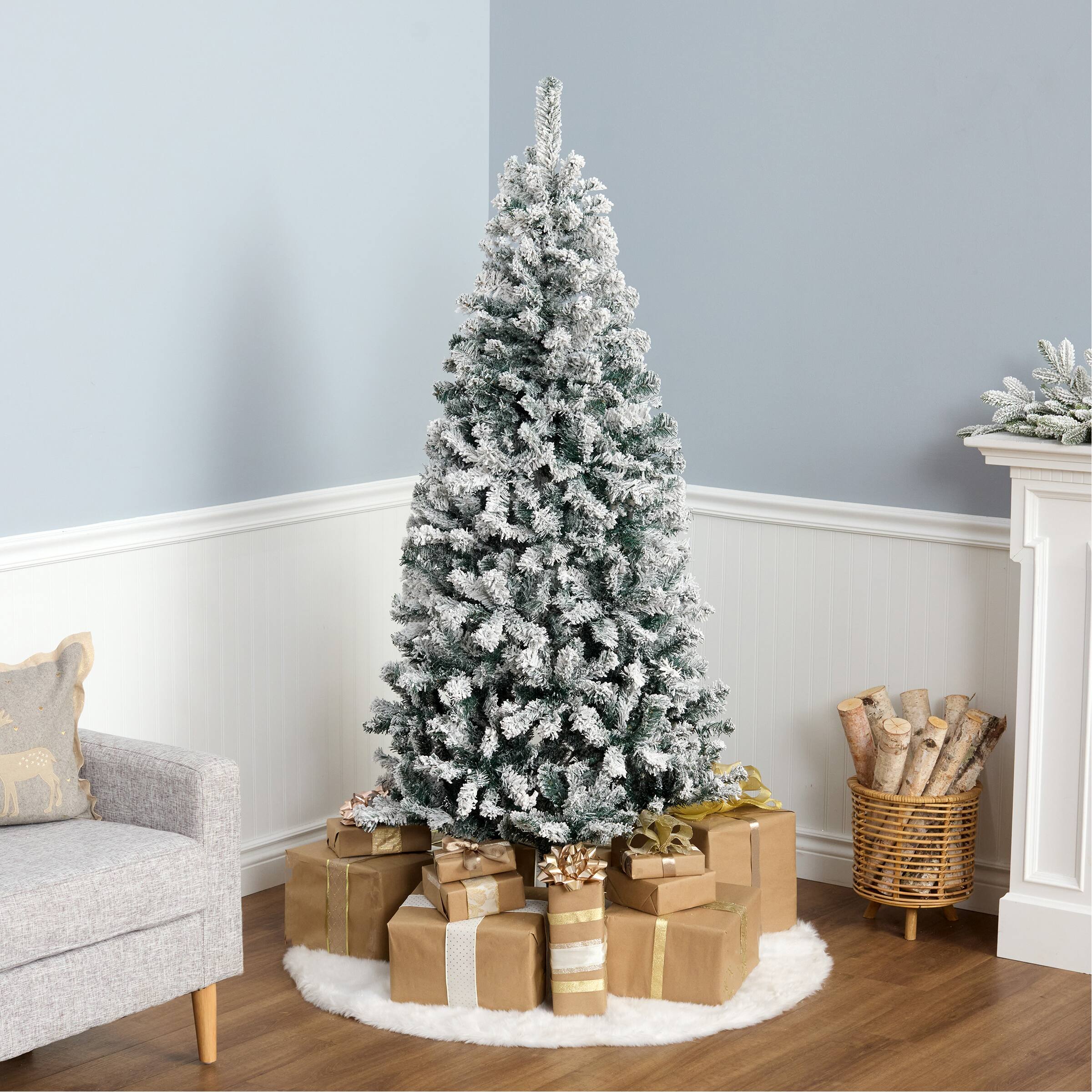 6ft. Unlit Acacia Flocked Artificial Christmas Tree