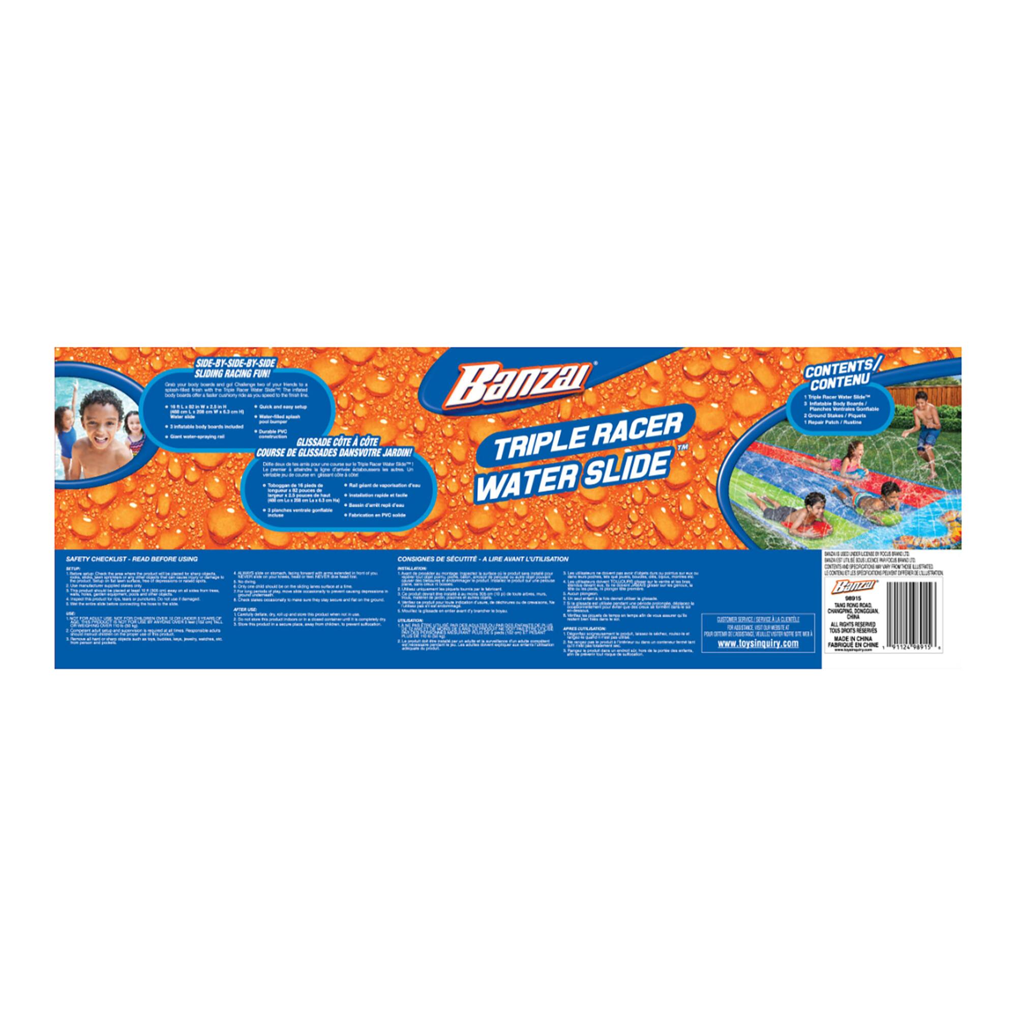 Banzai® 16ft. Triple Racer Water Slide™ with 3 Bodyboards