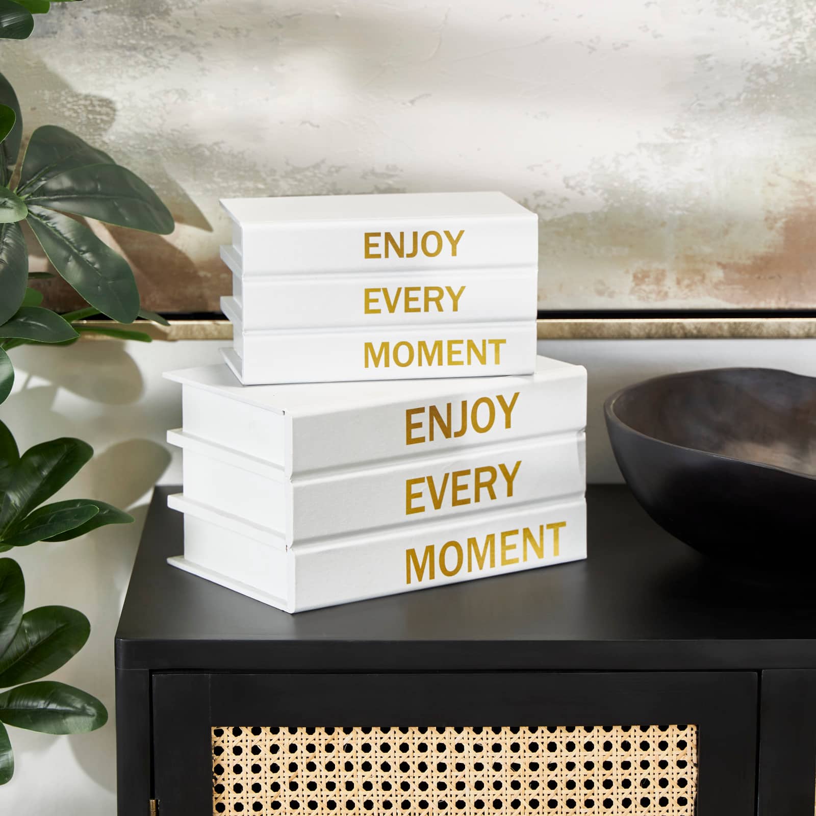 Enjoy Every Moment Canvas Storage Book Box Set