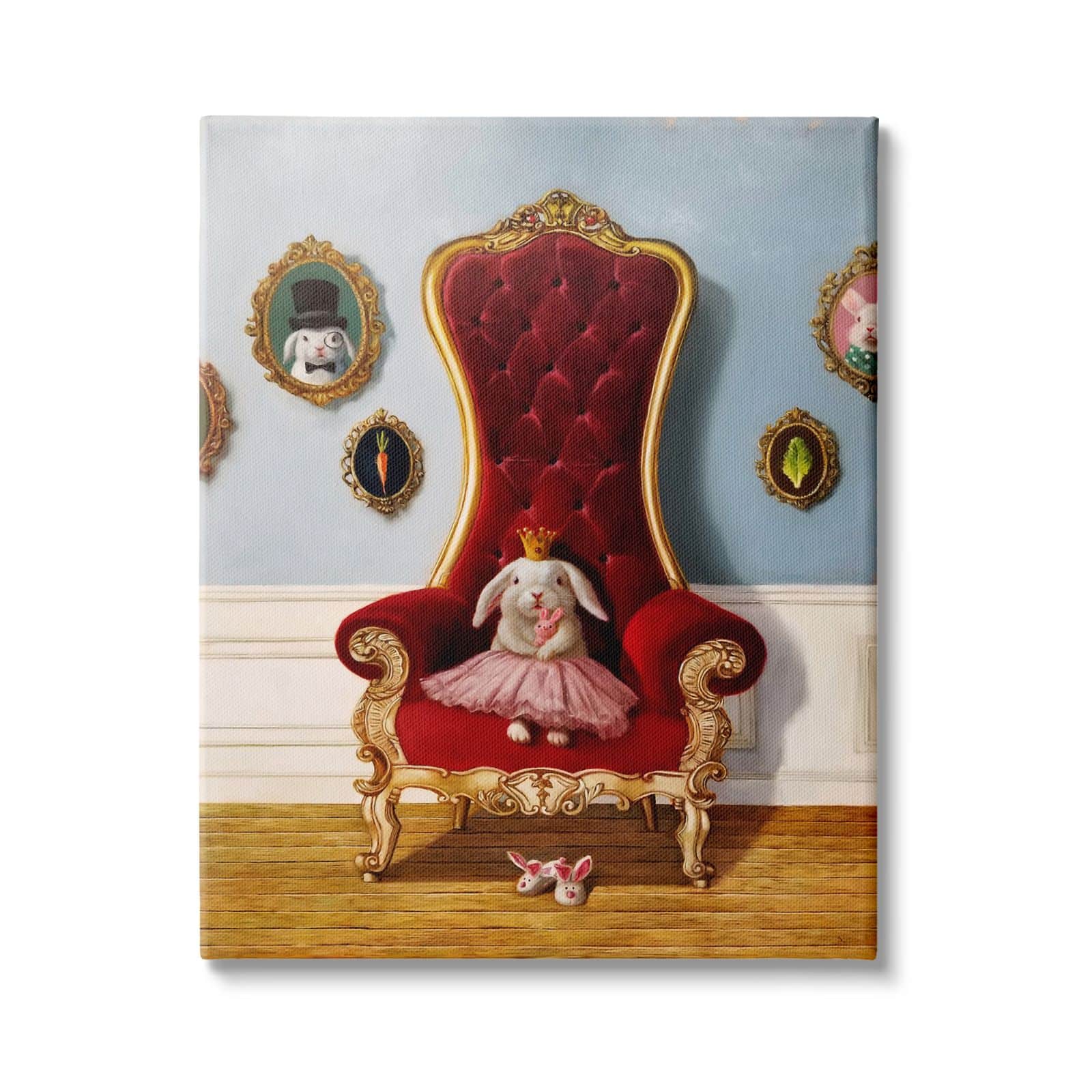 Stupell Industries Princess Rabbit Royal Heir Red Throne Funny Animal Canvas Wall Art