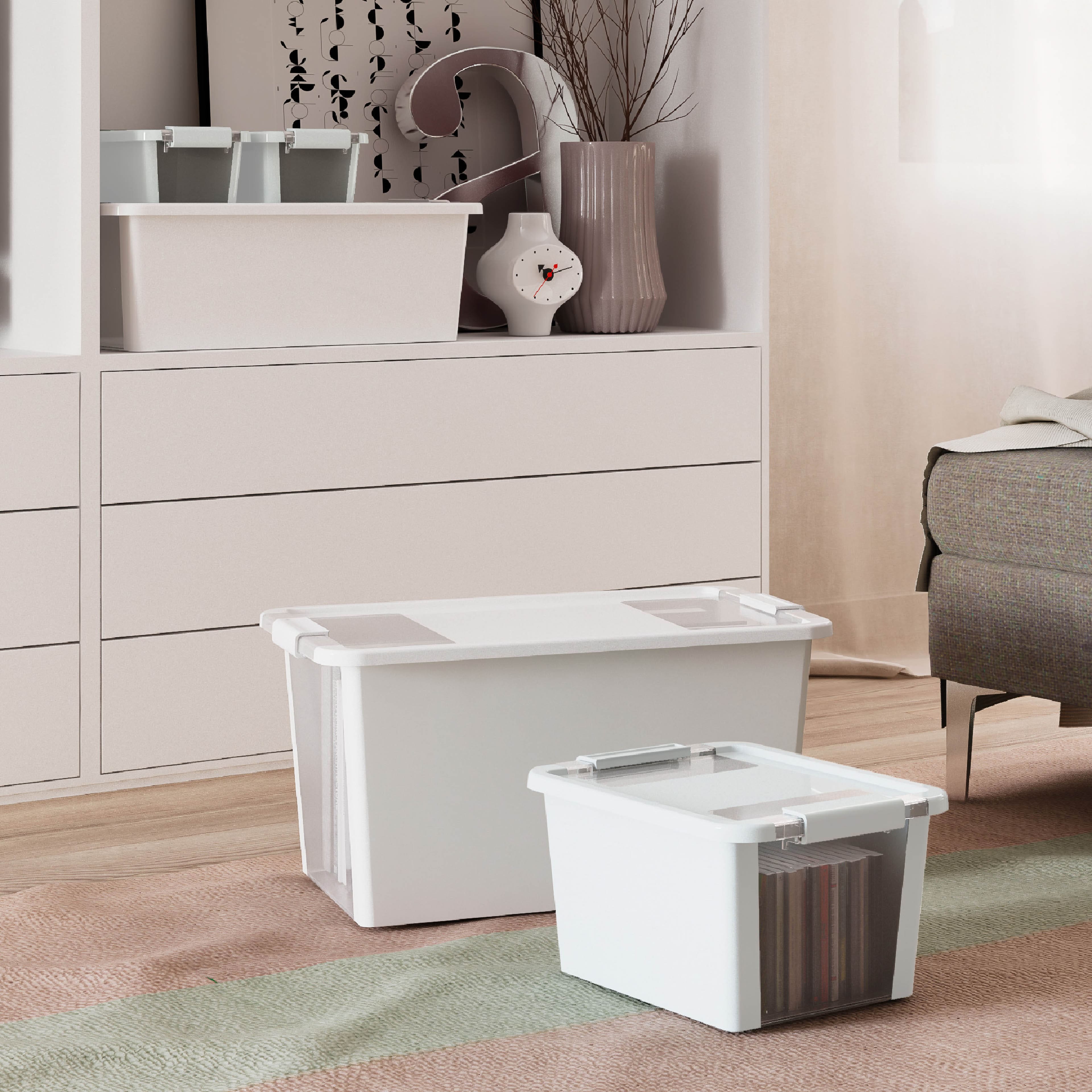 Boîte de rangement en plastique avec couvercle à charnière Versa de Curver