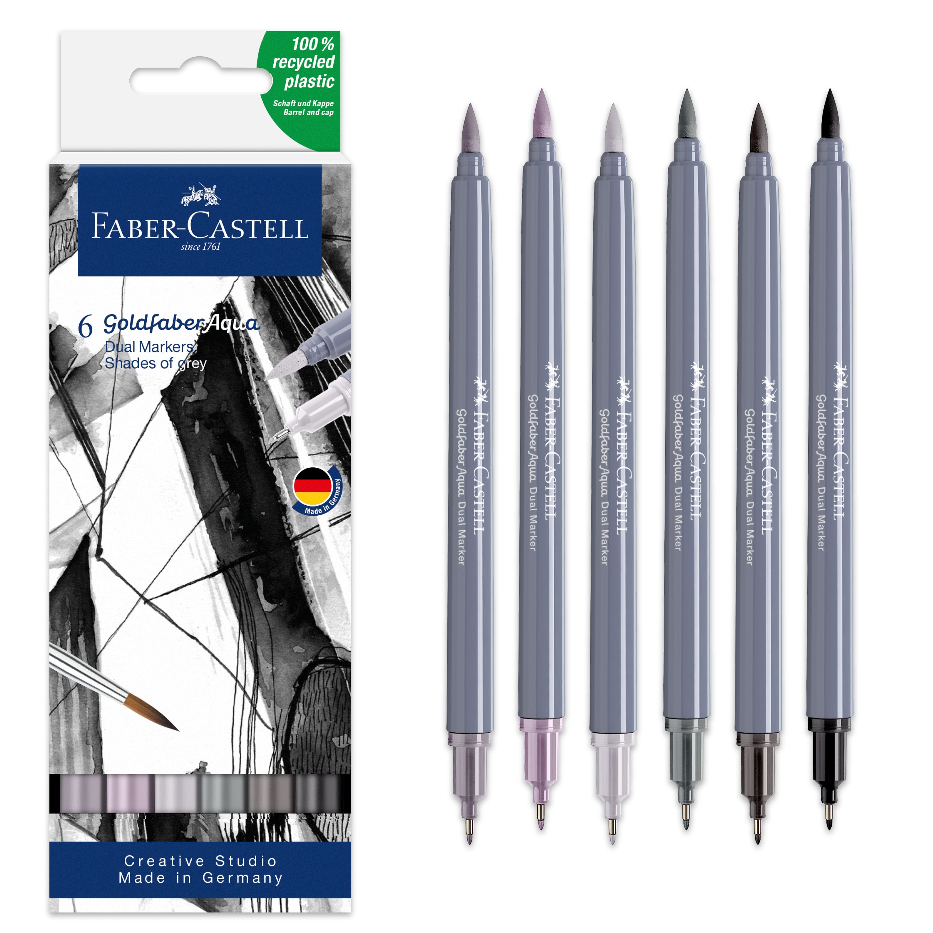 Faber-Castell&#xAE; Goldfaber Aqua Shades of Gray Dual-Tip Marker Set