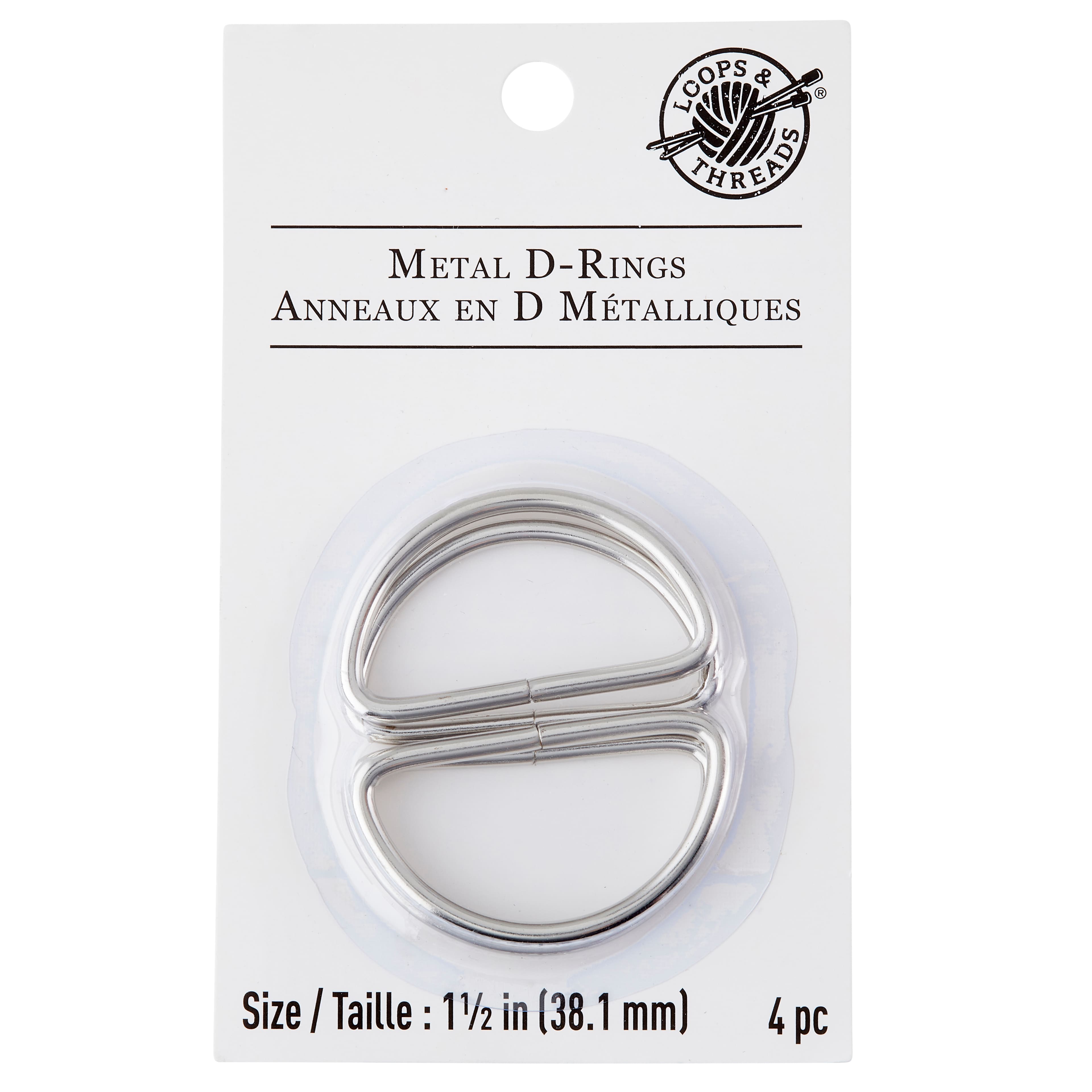 12 Packs: 4 ct. (48 total) 1.5" Metal D-Rings by Loops & Threads™