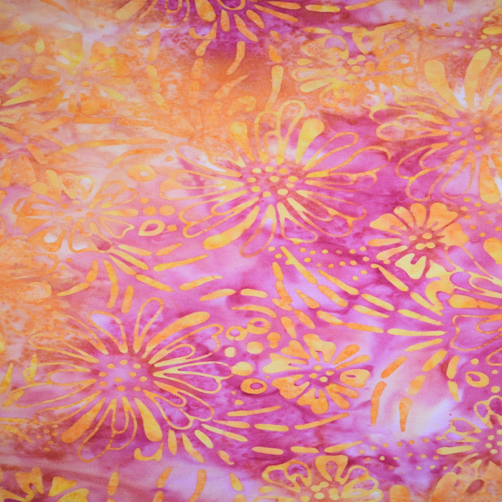 Premium Indonesian Batik Pink &#x26; Orange Tie Dye Cotton Fabric