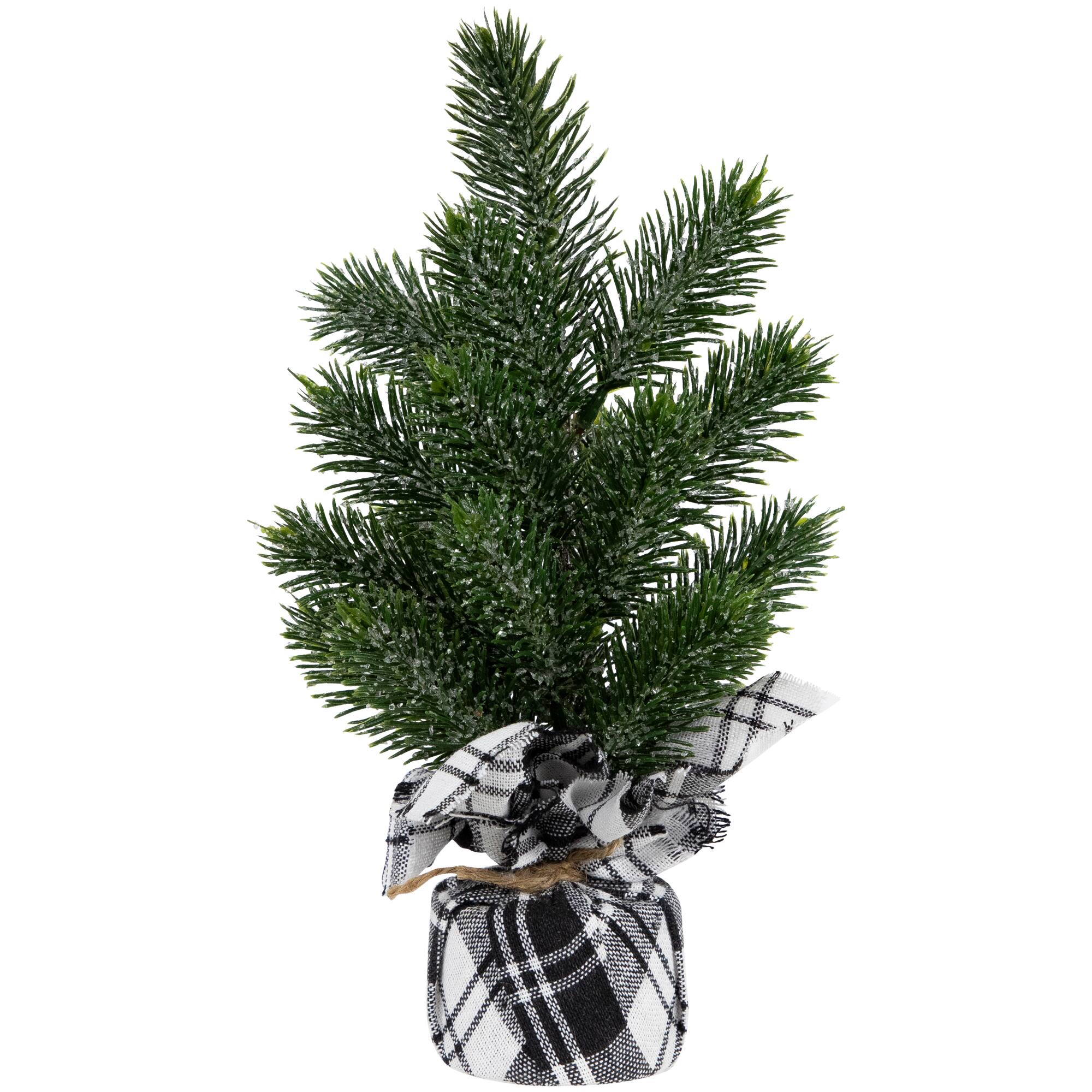 10&#x22; Unlit Iced Pine Artificial Christmas Tree Set