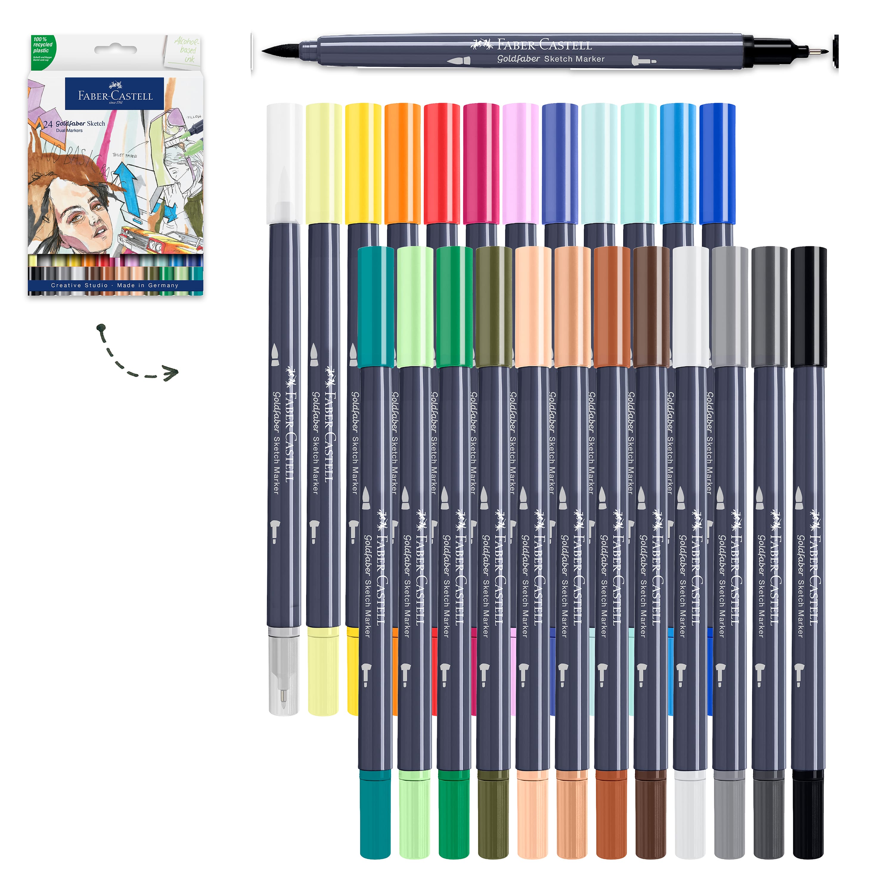 Faber-Castell&#xAE; Goldfaber 24 Color Dual Tip Sketch Markers