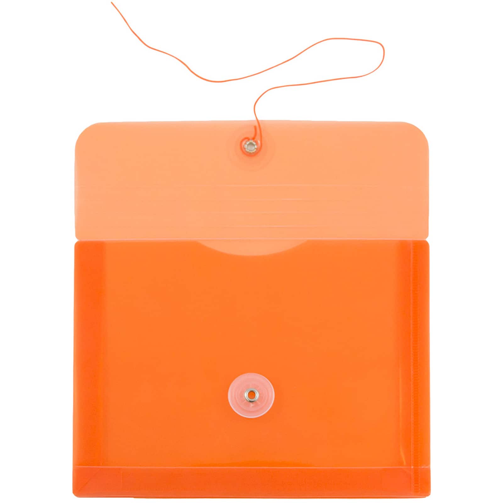 JAM Paper 5.5" x 7.5" Orange Plastic Button String Booklet Envelopes, 24ct.