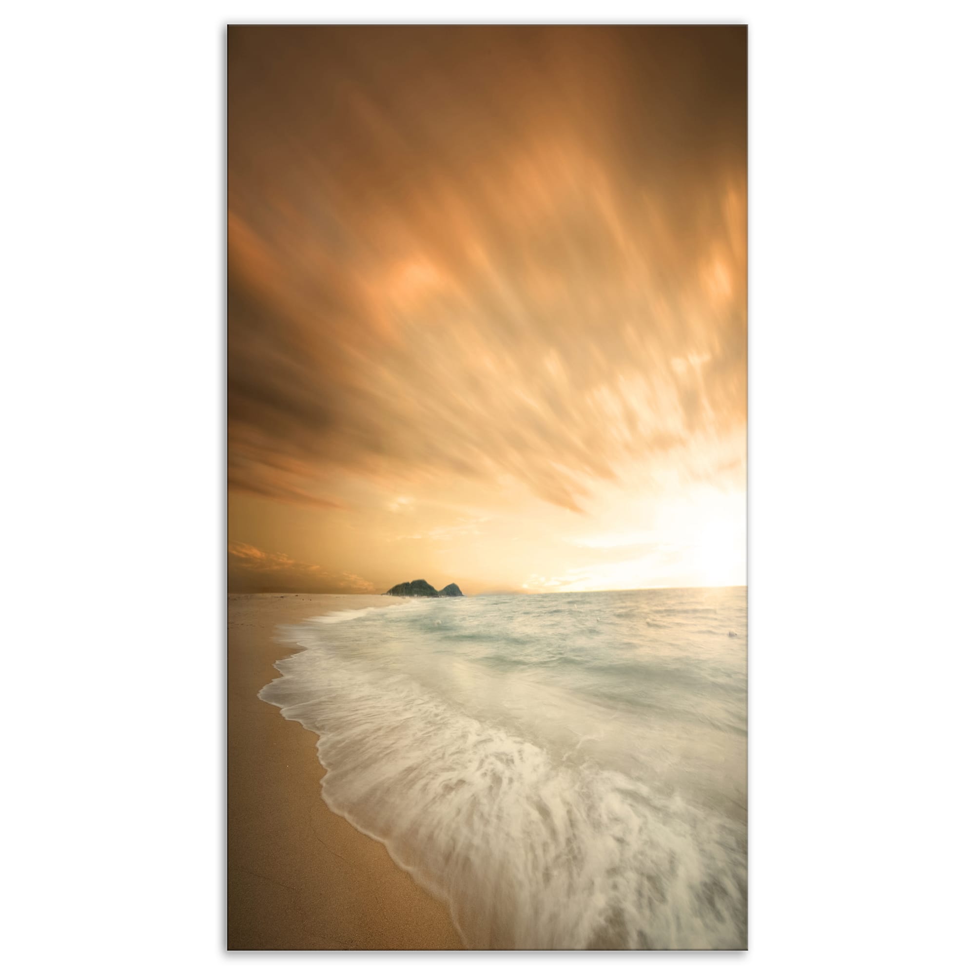 Designart - Beautiful Brown Beach at Sunset - Large Beach Canvas Wall Art