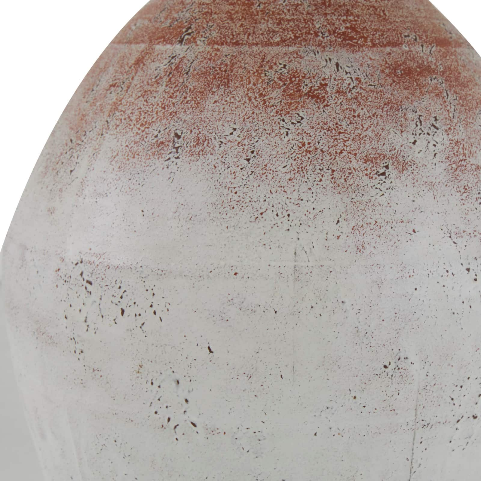 14&#x22; White &#x26; Rust Distressed Vase