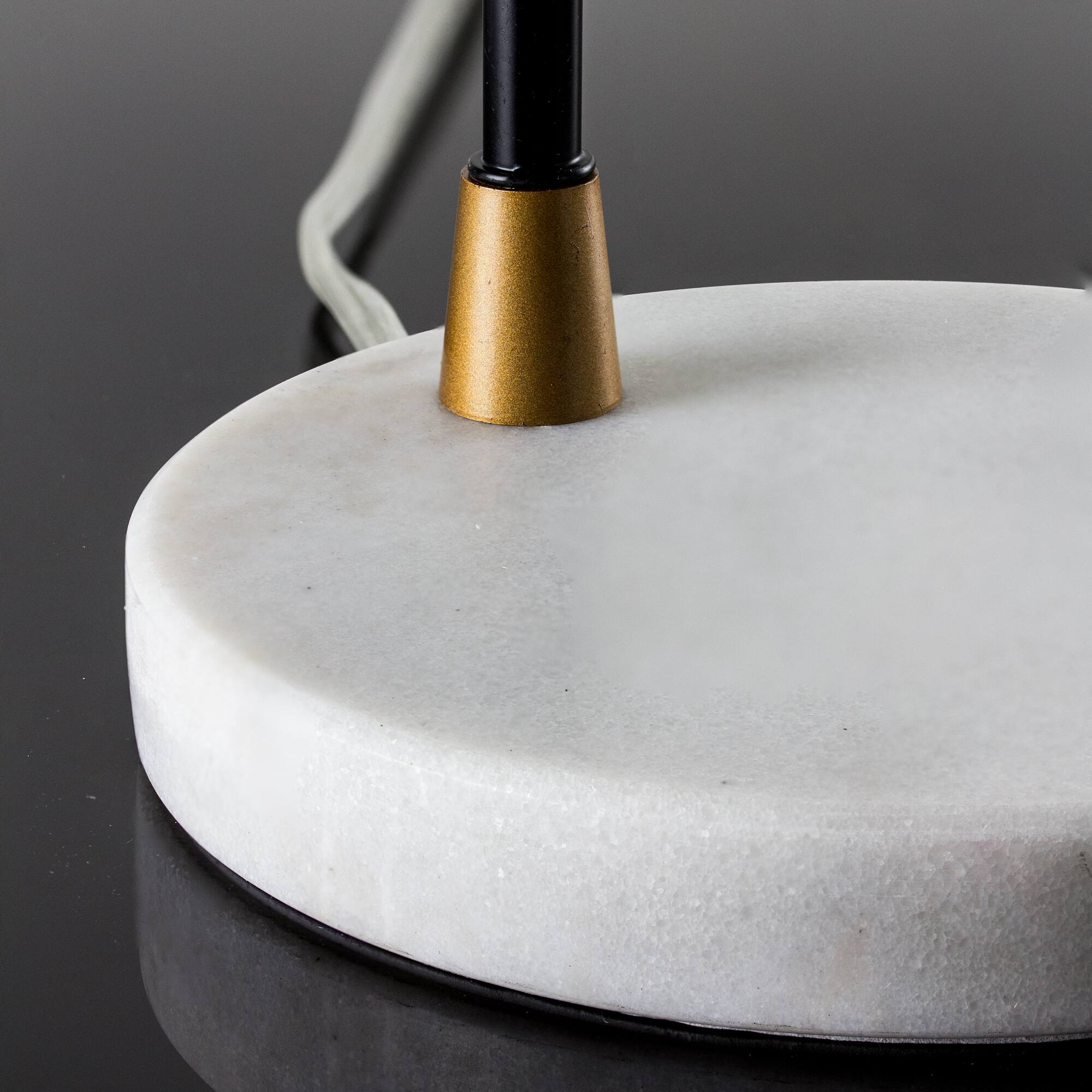 21" Modern Industrial Black Metal Accent Table Lamp with White Marble Base