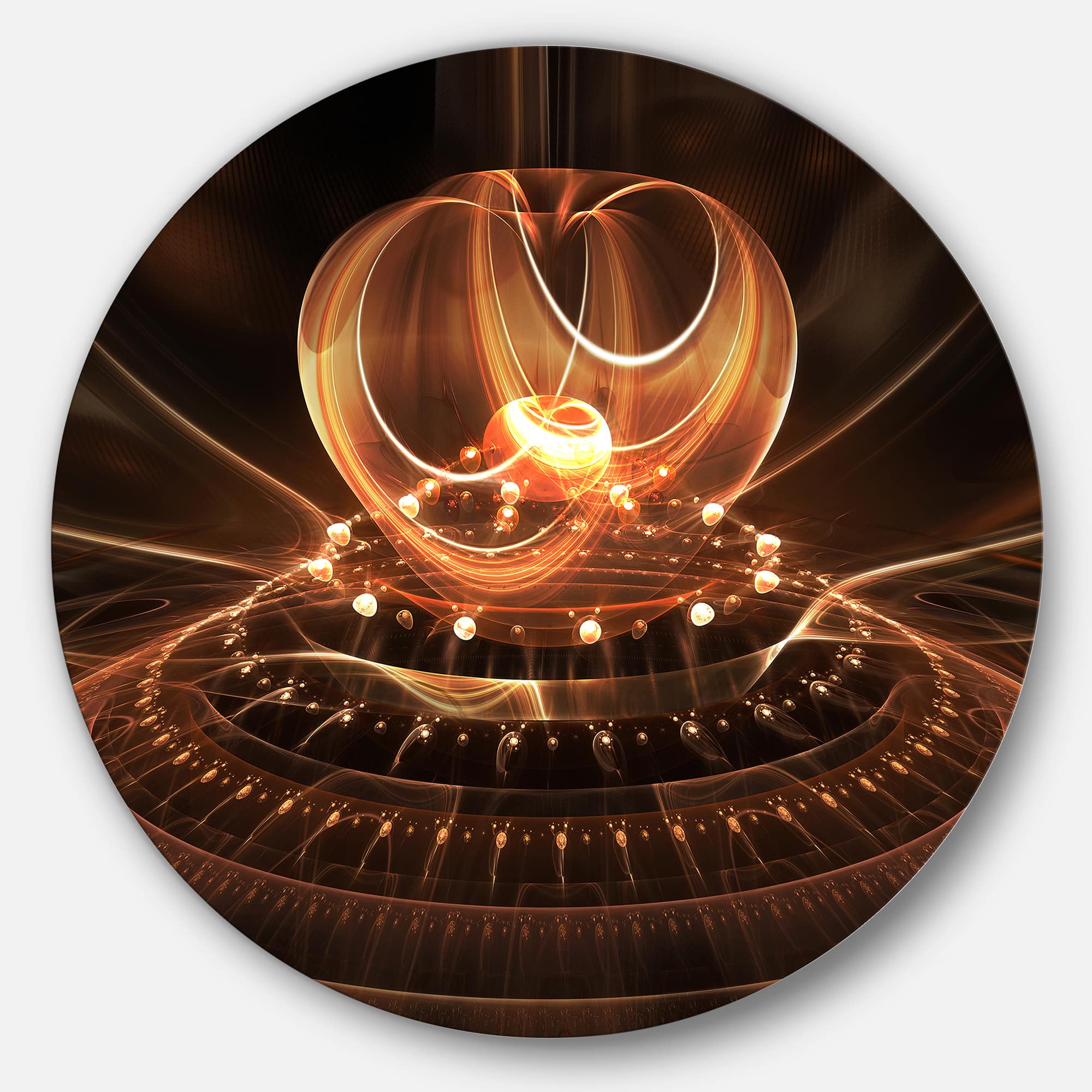 Designart - Fractal Brown Dom' Ultra Glossy Oversized Abstract Metal Art