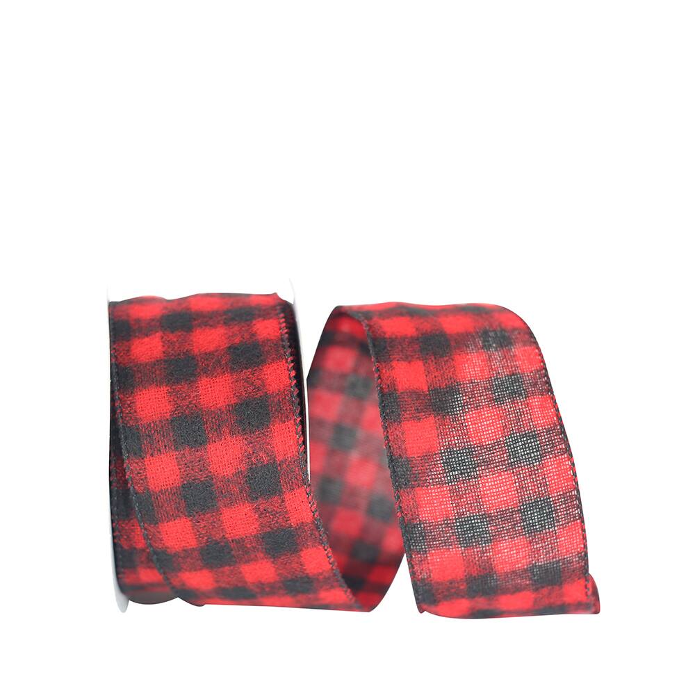 Reliant 2.5&#x22; x 10yd. Red Buffalo Plaid Wired Ribbon