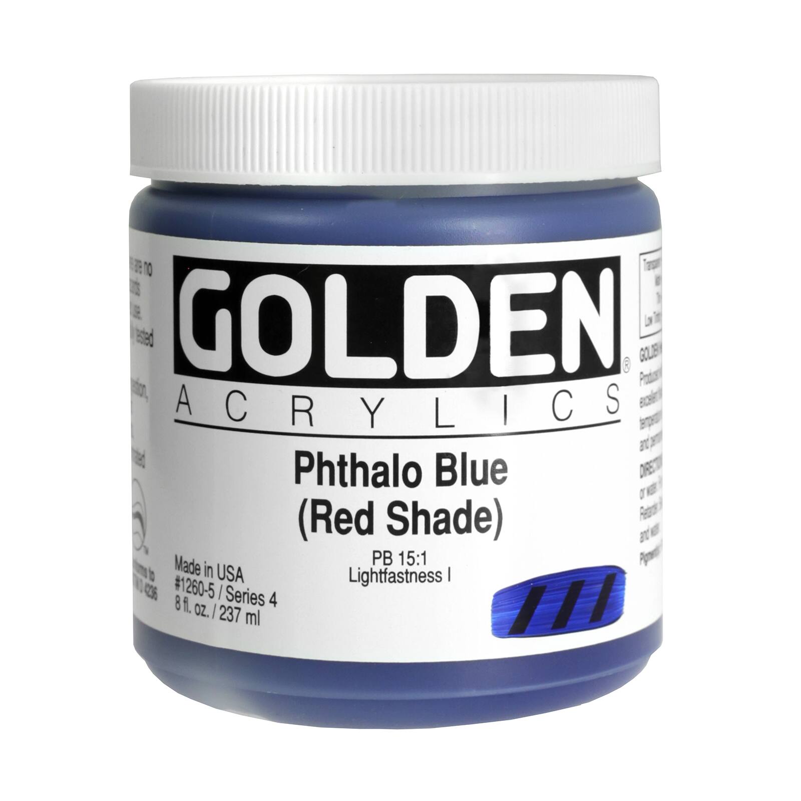 Golden Heavy Body Acrylic Paint, 8 oz in Phthalo Blue (Red Shade)