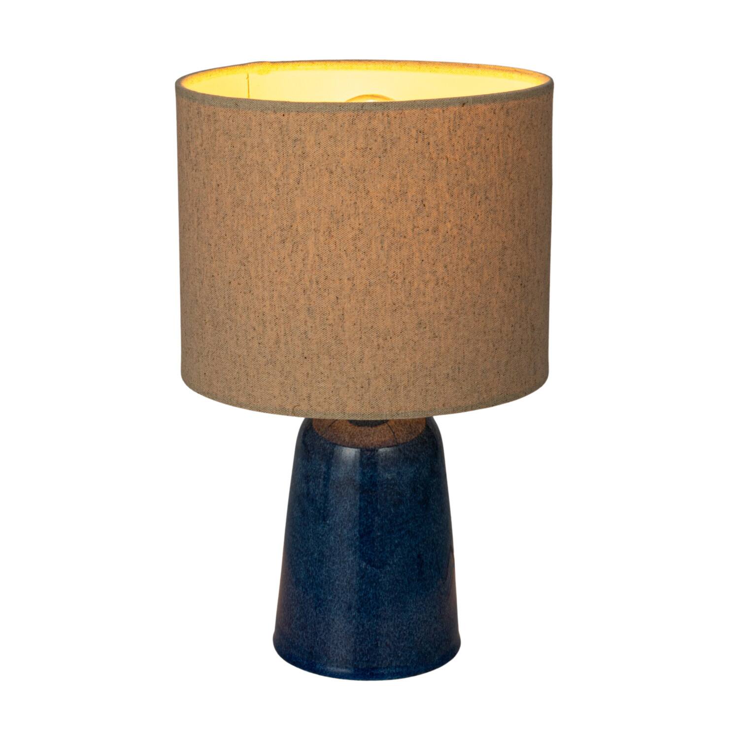 Hello Honey® 14" Blue Reactive Glaze Ceramic Table Lamp with Linen Shade Set, 2ct.