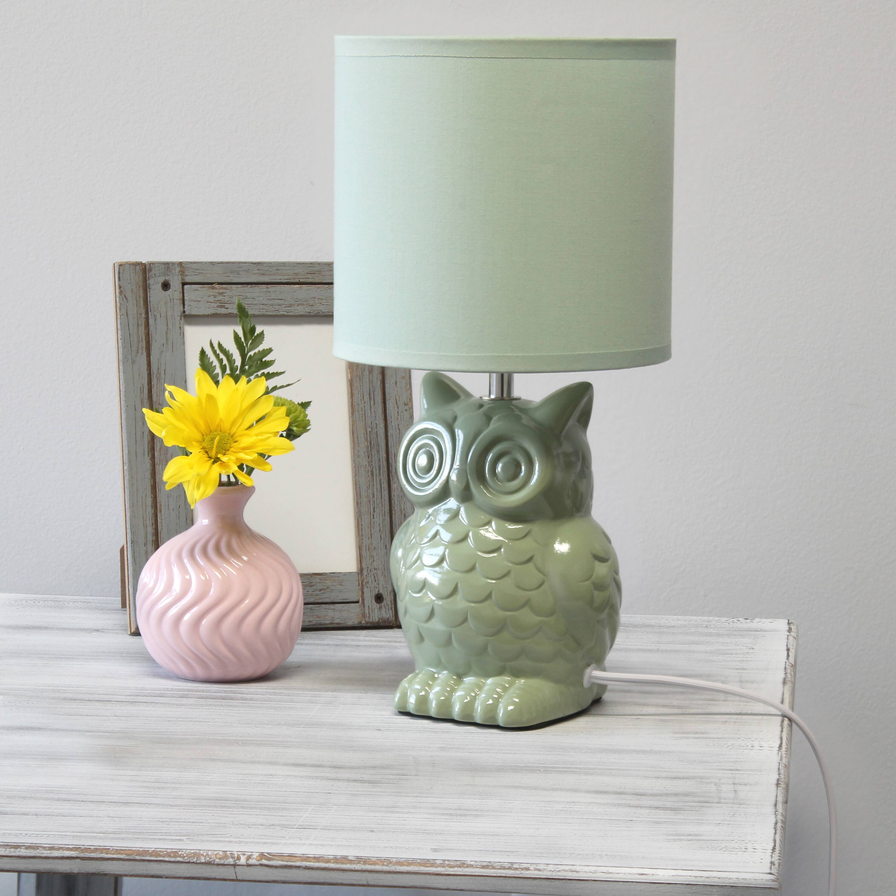Simple Designs 13&#x22; Ceramic Owl Table Lamp
