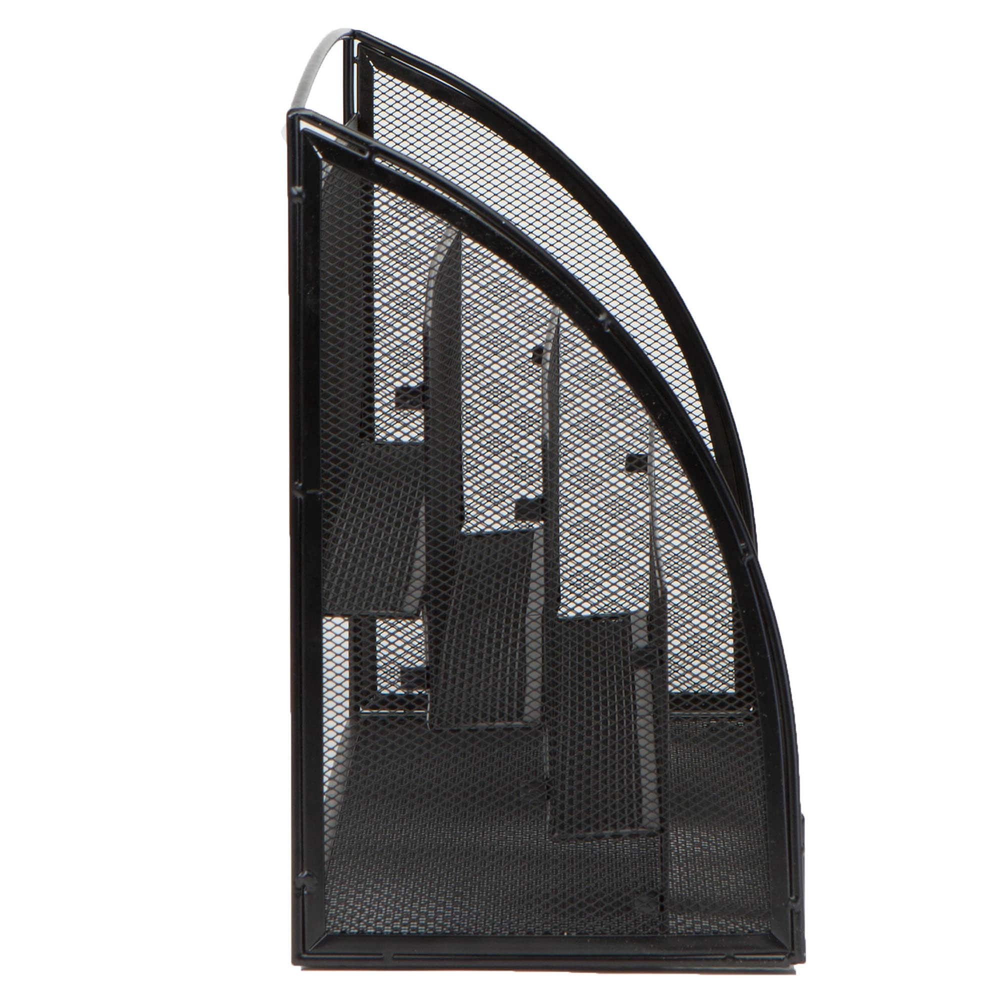 Mind Reader Black 4 Pocket Metal Mesh Newspaper &#x26; Magazine Rack