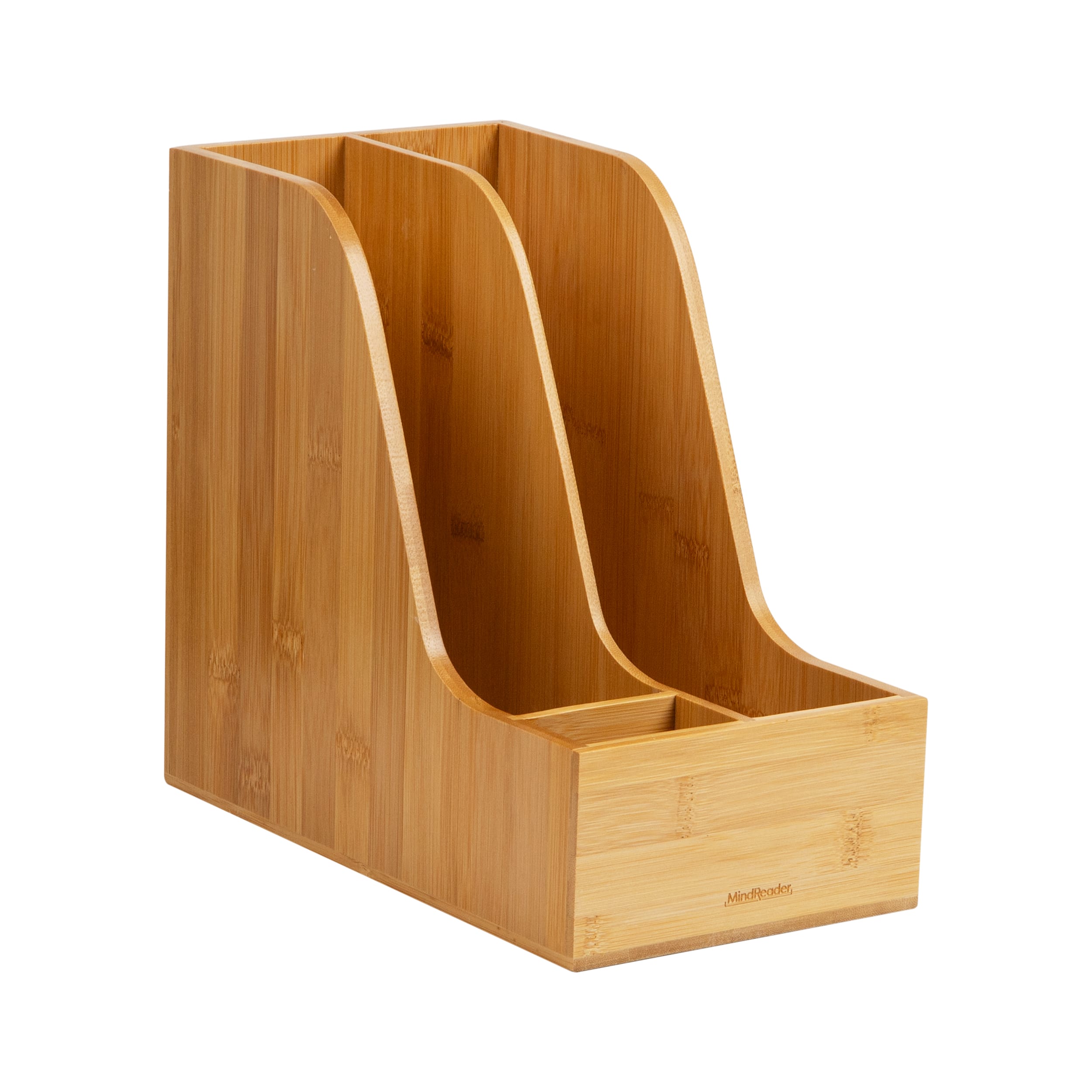 Mind Reader Vertical File Storage, Desktop Organizer, Magazine Holder, Office, Bamboo, Brown