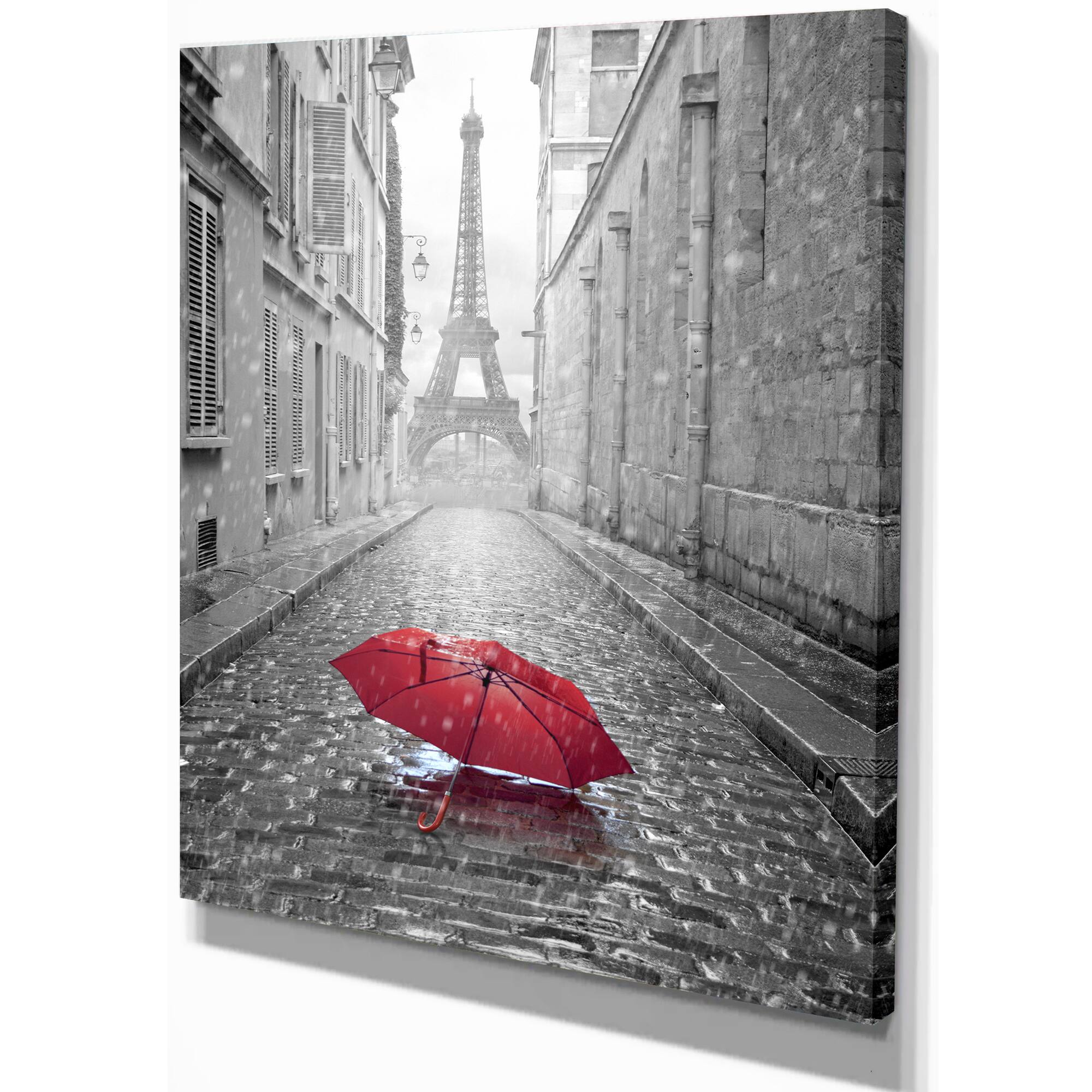 Designart - Eiffel View from Paris Street - Cityscape Photo Canvas Art Print