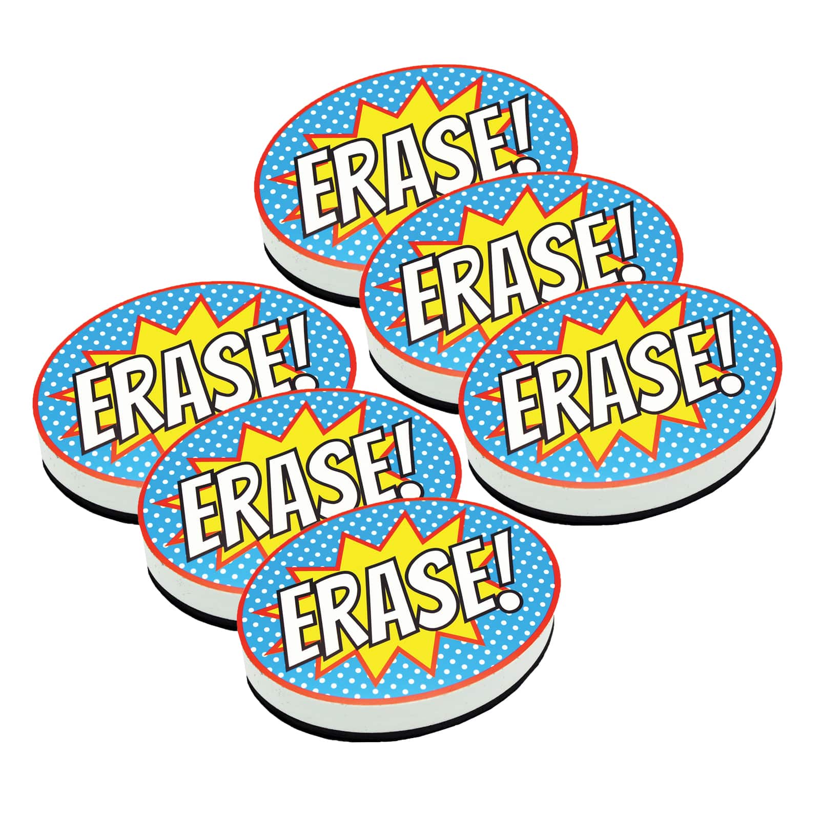 Ashley Productions Superhero Erase! Magnetic Whiteboard Eraser, 6ct.