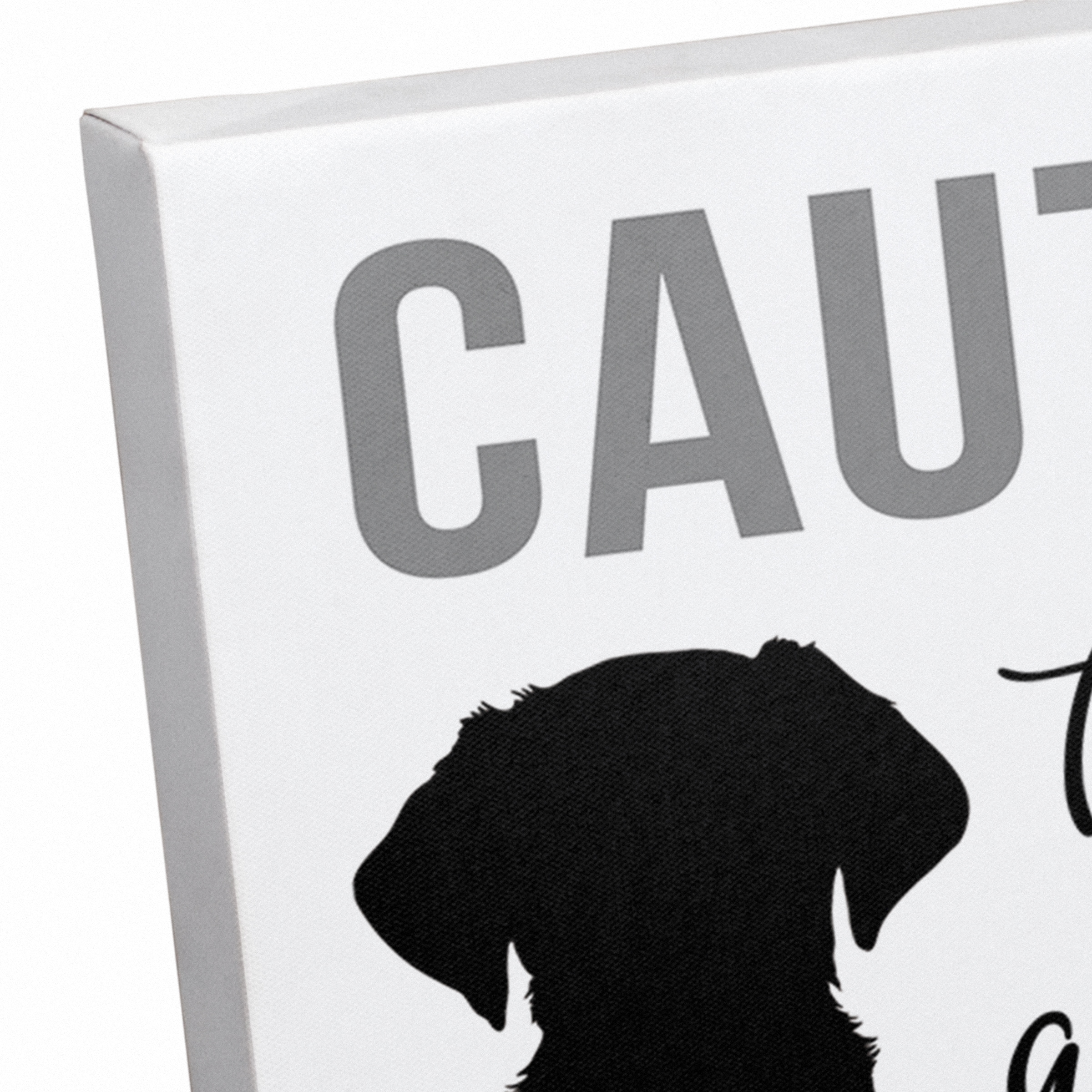 Caution Dog Snuggles Canvas Wall Art