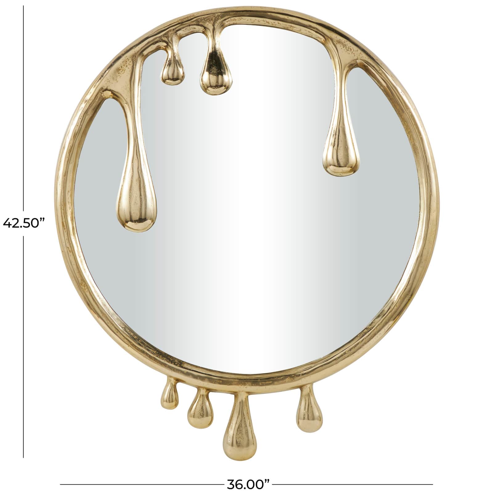 43&#x22; Gold Abstract Drip Framed Round Wall Mirror
