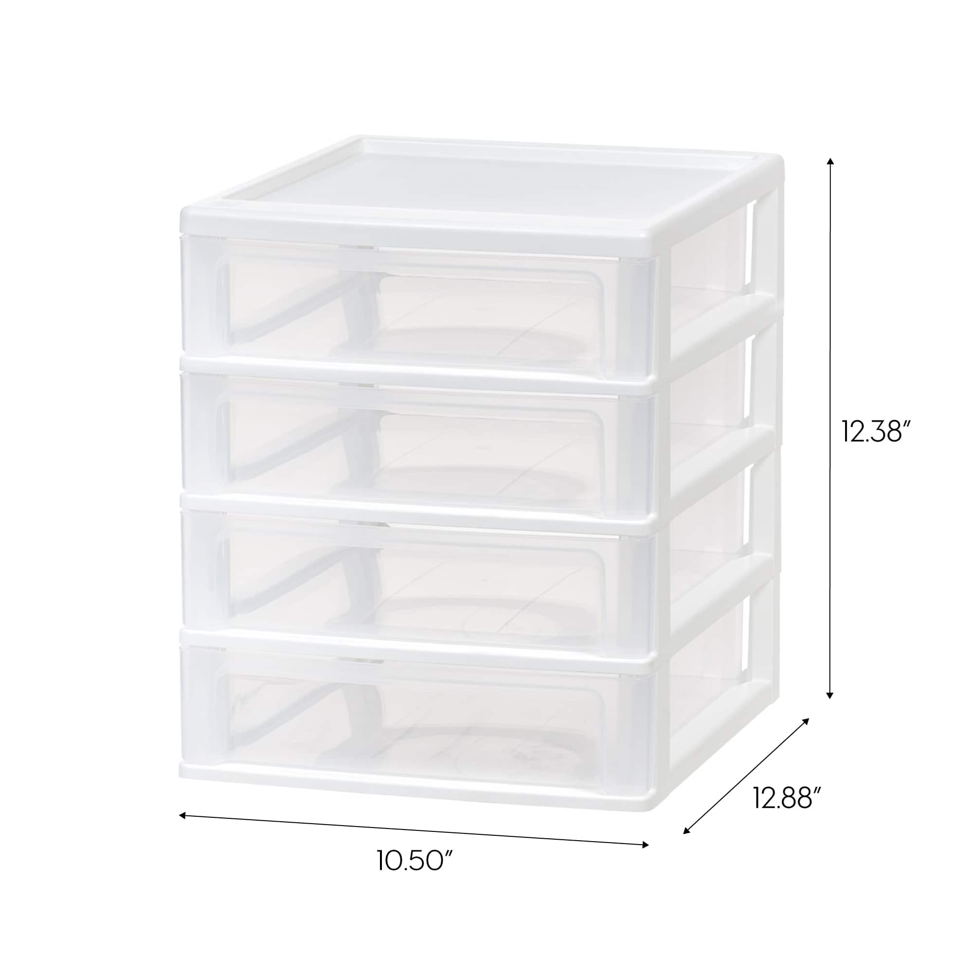 IRIS White 4-Drawer Desktop Plastic Drawer Organizer