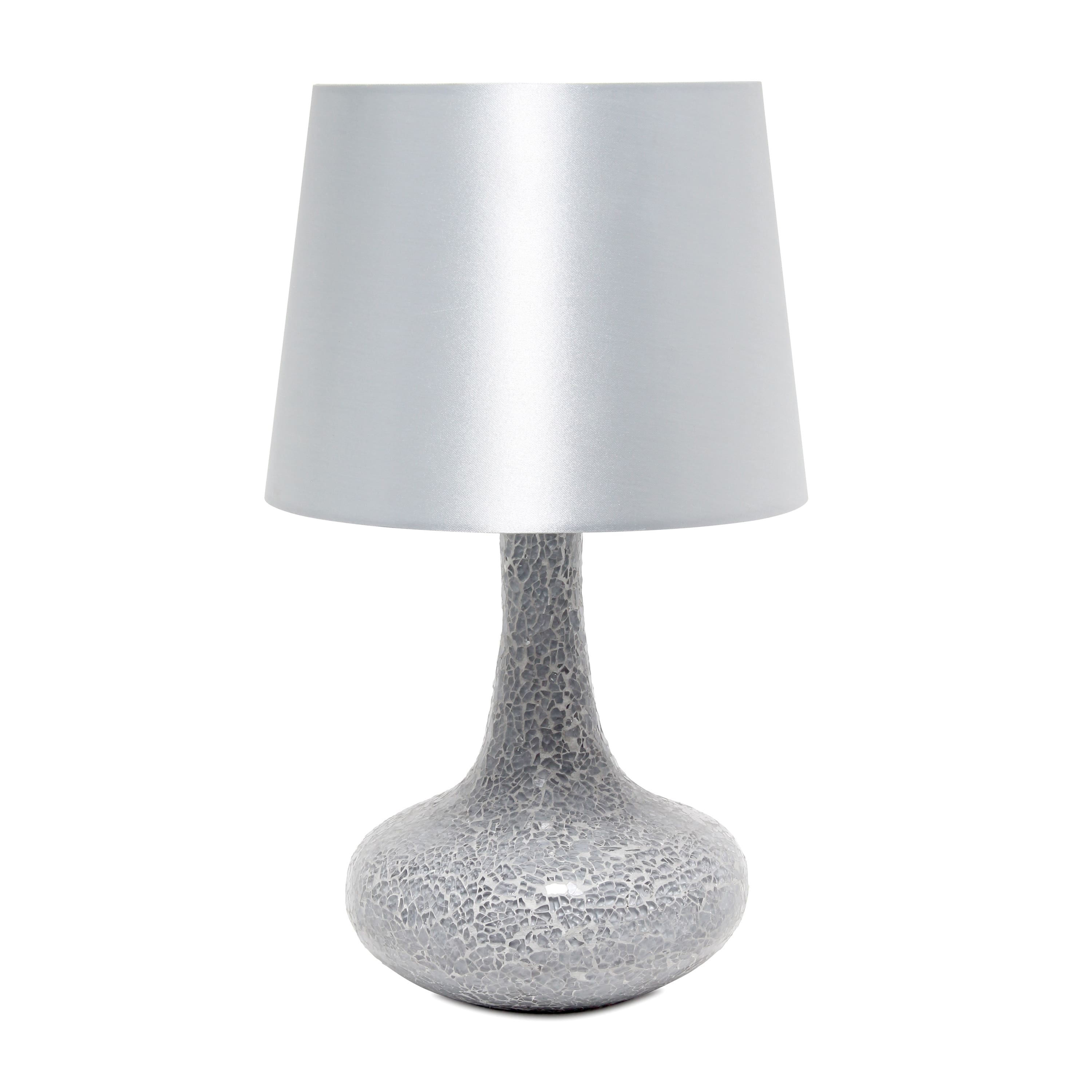 Simple Designs 14&#x22; Mosaic Glass Genie Table Lamp with Fabric Shade