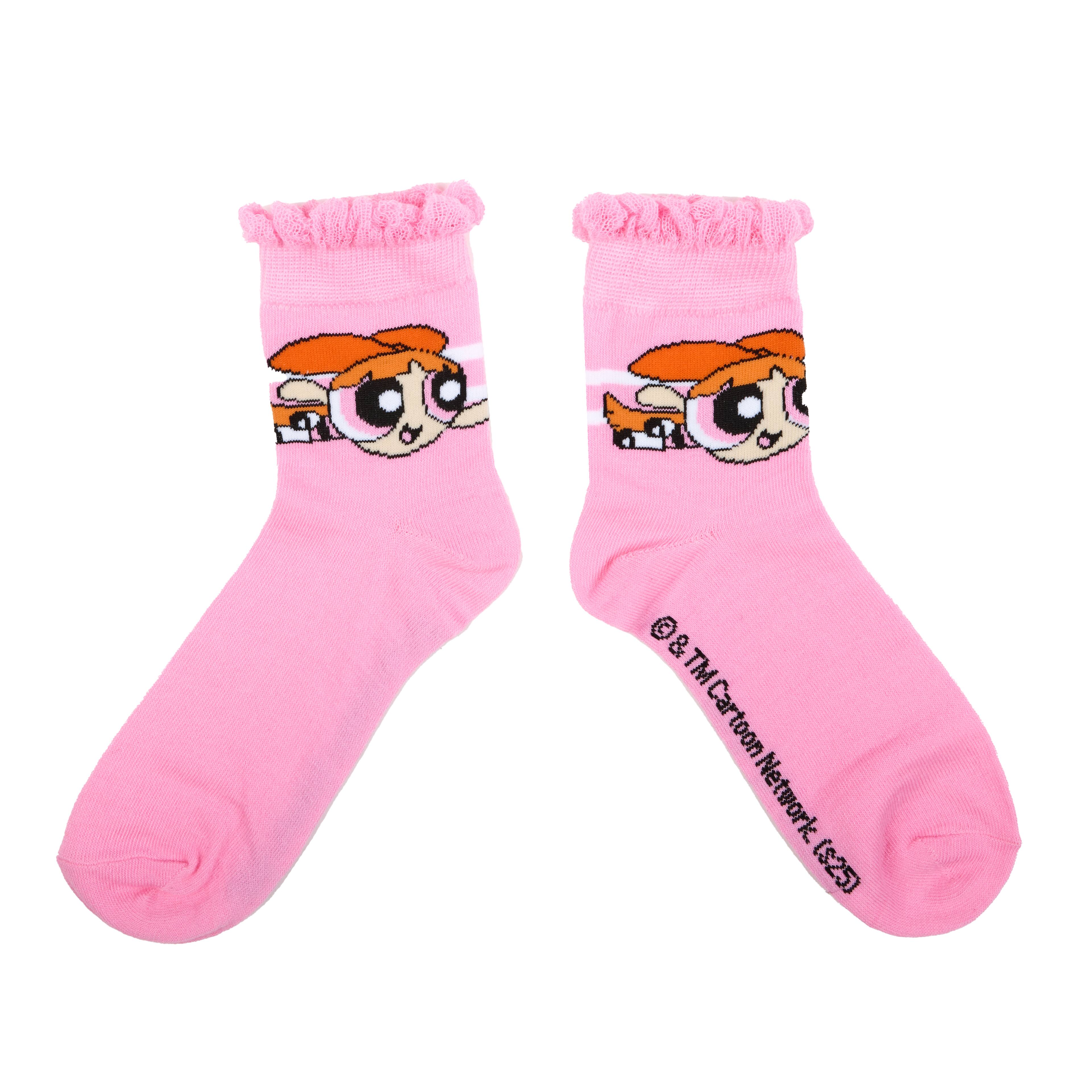 The Powerpuff Girls 3 Pair Adult Ruffled Quarter Crew Sock Set
