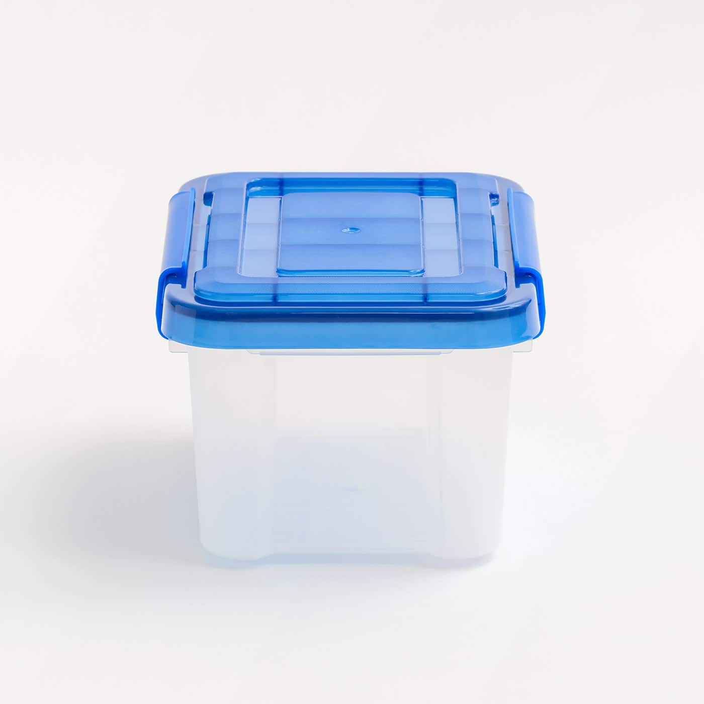 10 Nearly New Plastic Storage Crates Box Container 10L Blue with Label Pouch 
