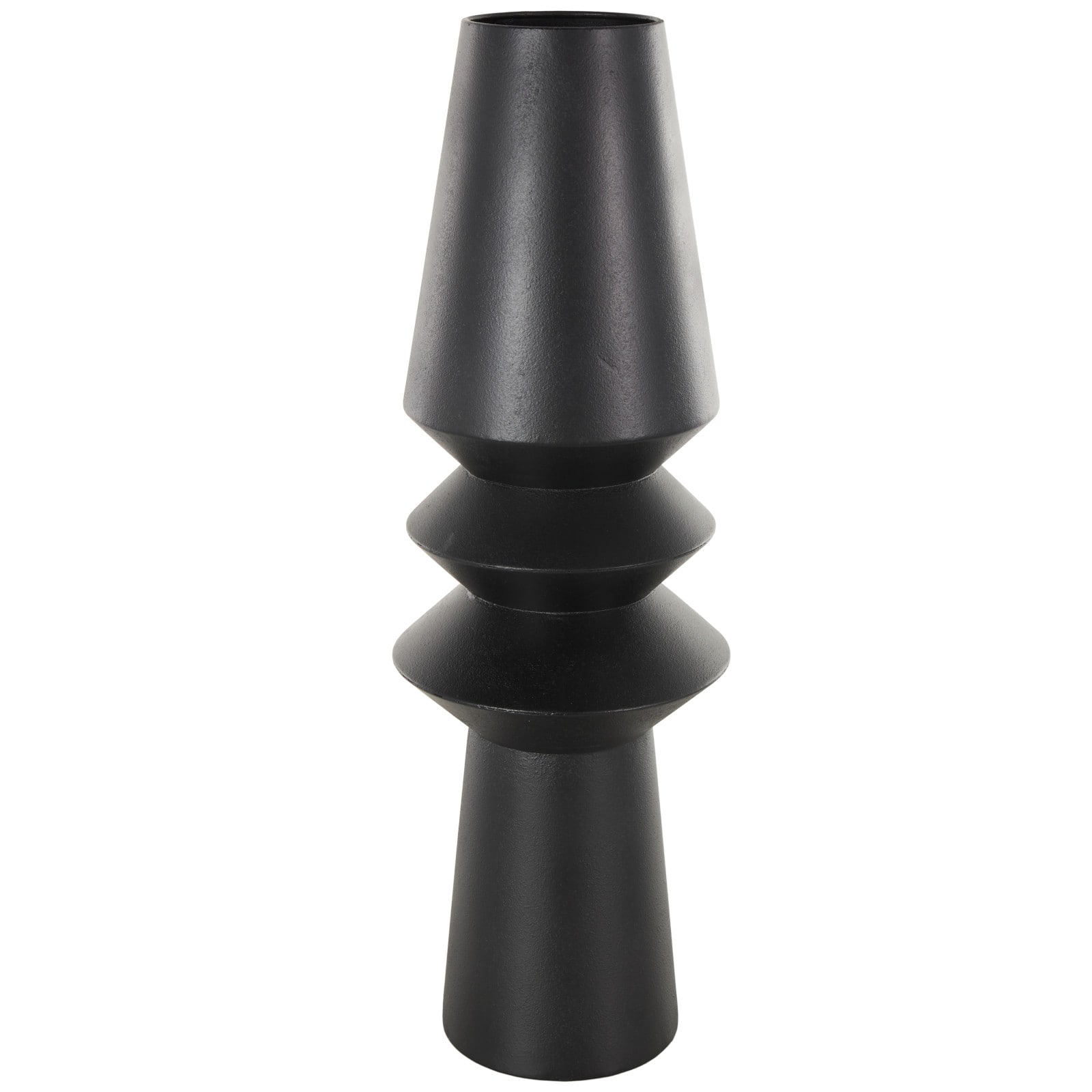 24" Black Metal Art Deco Fluted Decorative Vase