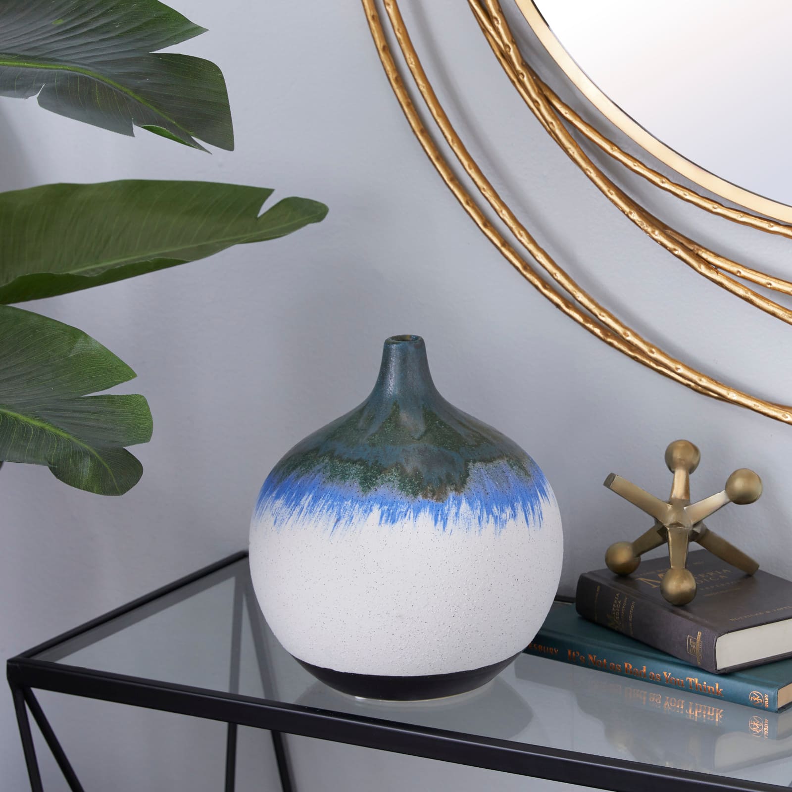 The Novogratz White Ceramic Contemporary Vase, 10&#x22; x 9&#x22; x 9&#x22;