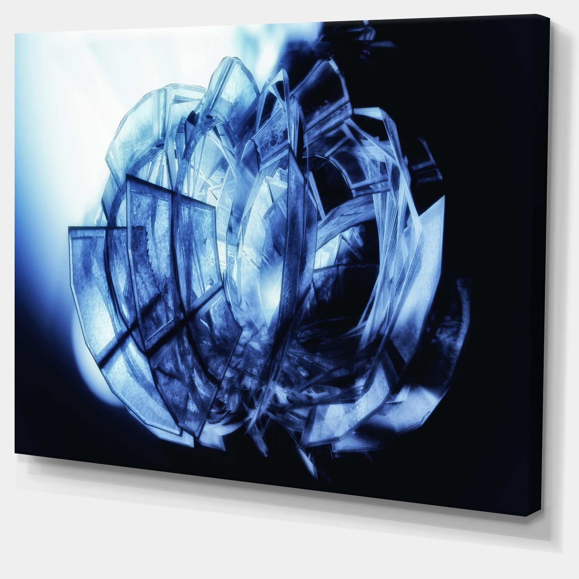 Designart - Fractal 3D Blue Glass Pattern