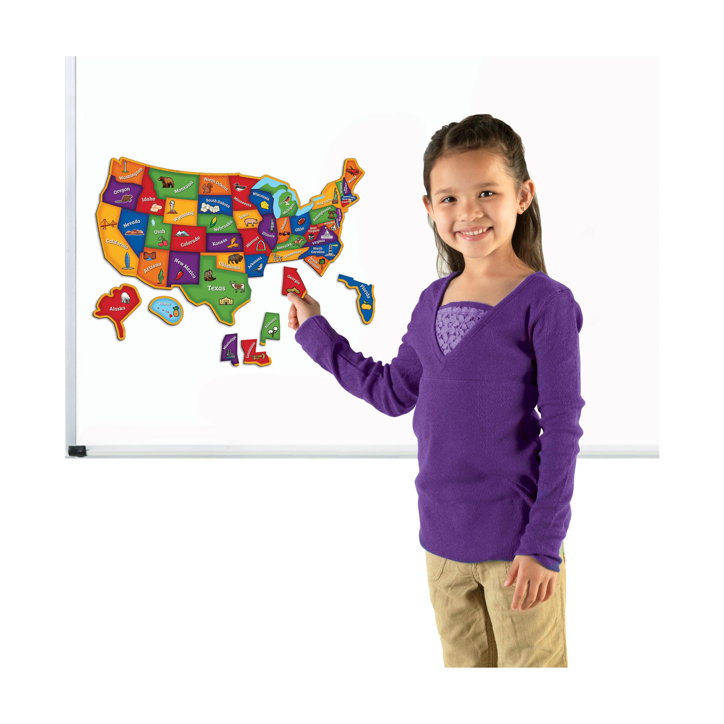 Learning Essentials&#x2122; Magnetic U.S. Map 44 Piece Puzzle