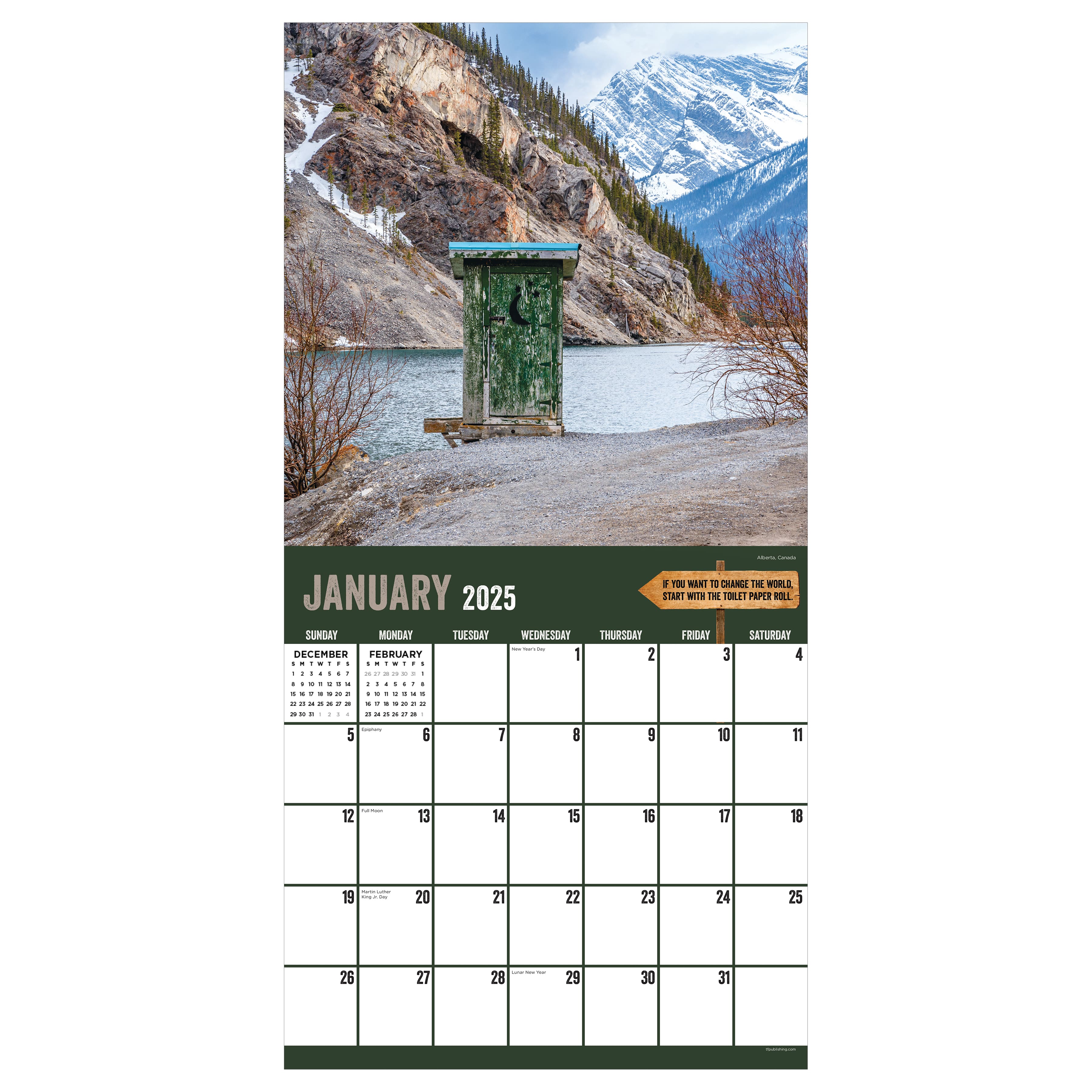 TF Publishing 2025 Outhouses Wall Calendar