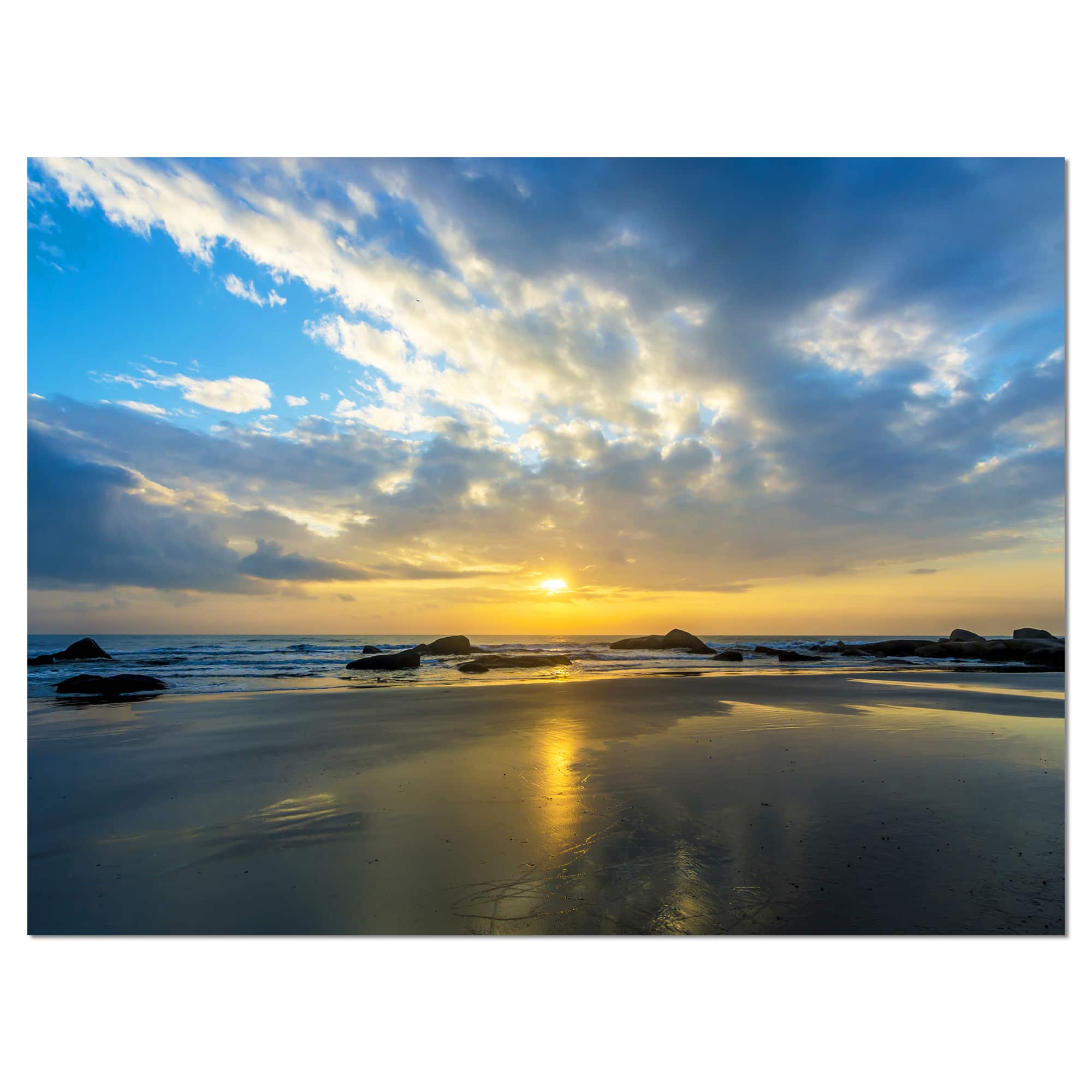 Designart - Beautiful Sunrise and Seashore - Large Seashore Canvas Wall Art