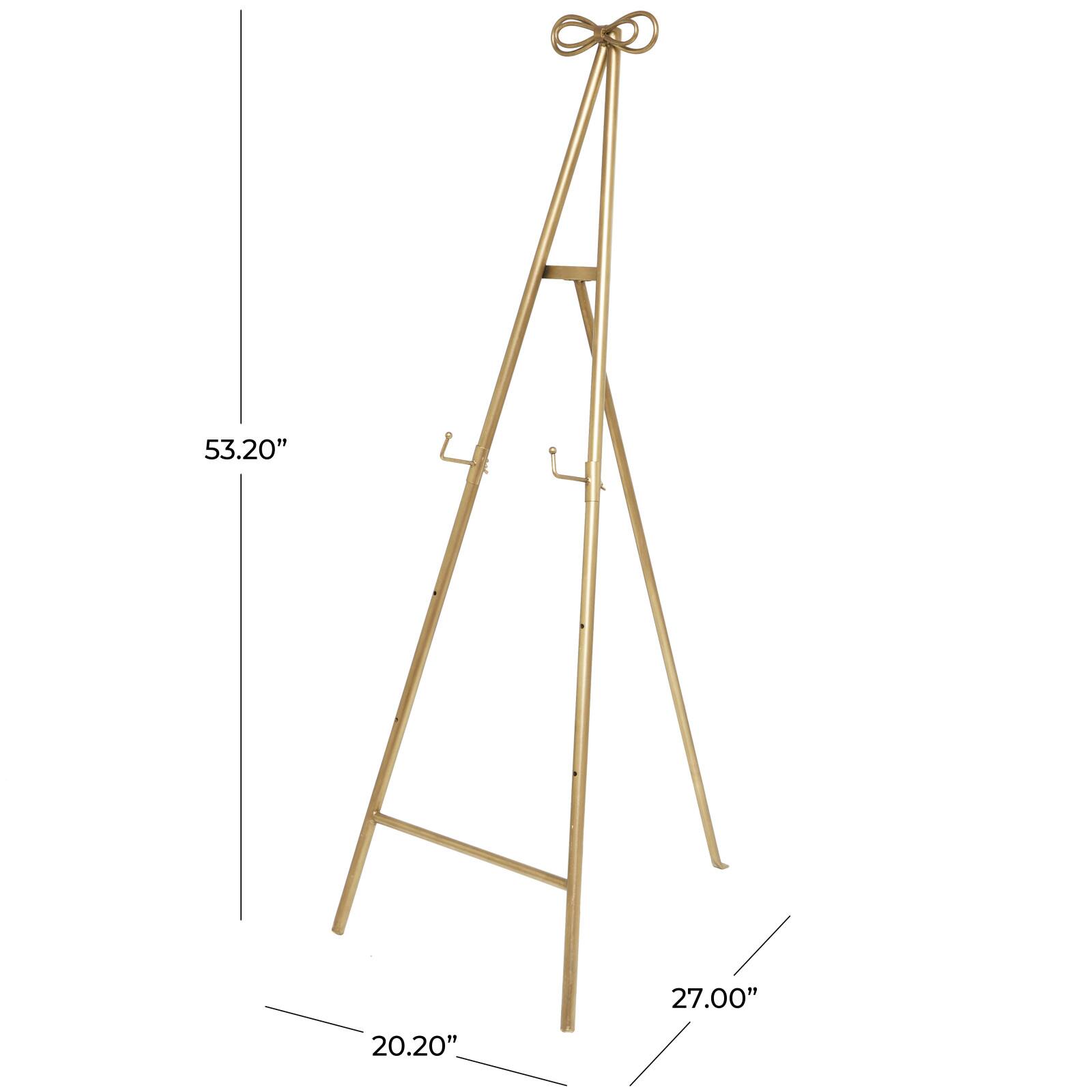 Gold Metal Tall Adjustable Floor Easel with Bow Top
