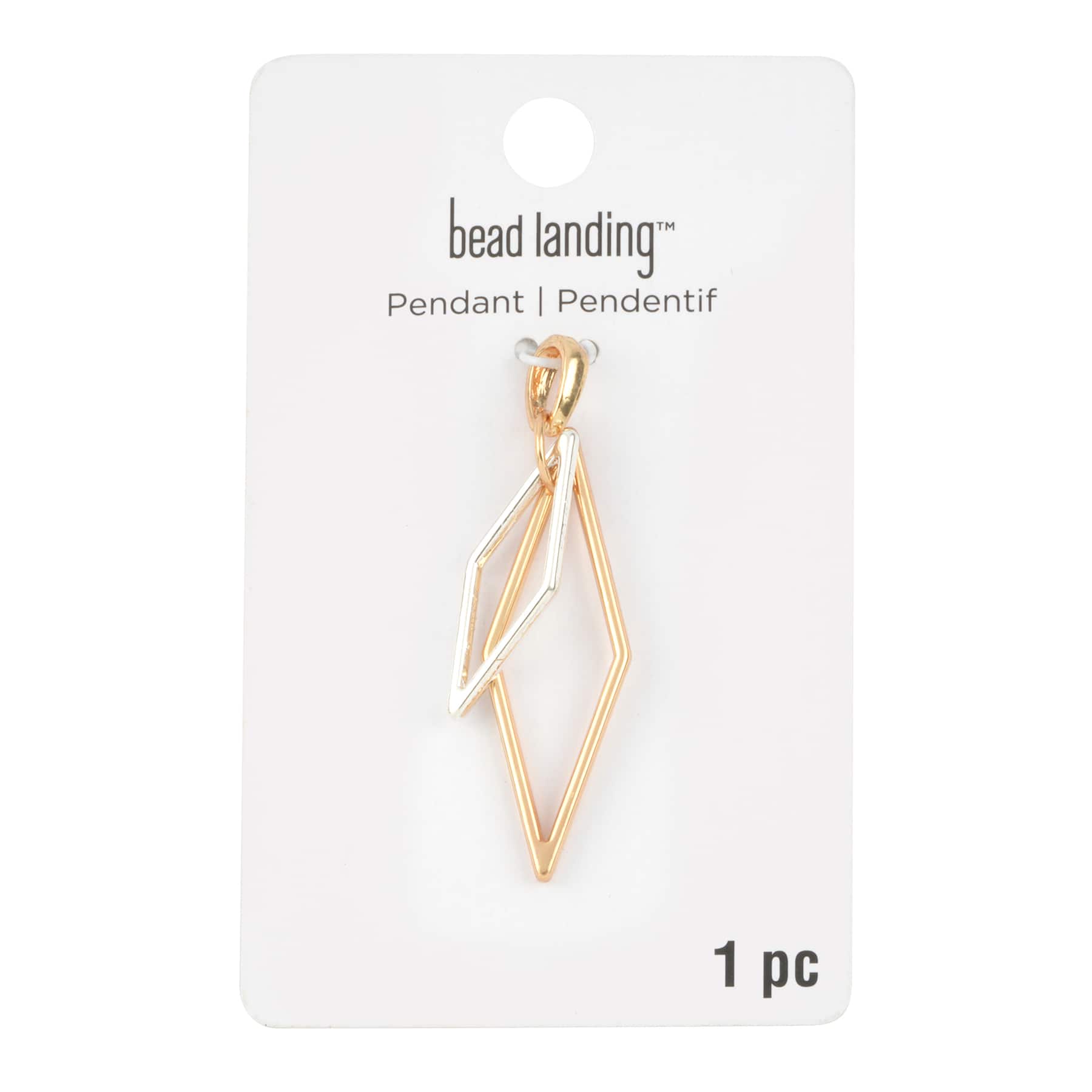 Gold &#x26; Silver Diamond Overlap Pendant by Bead Landing&#x2122;