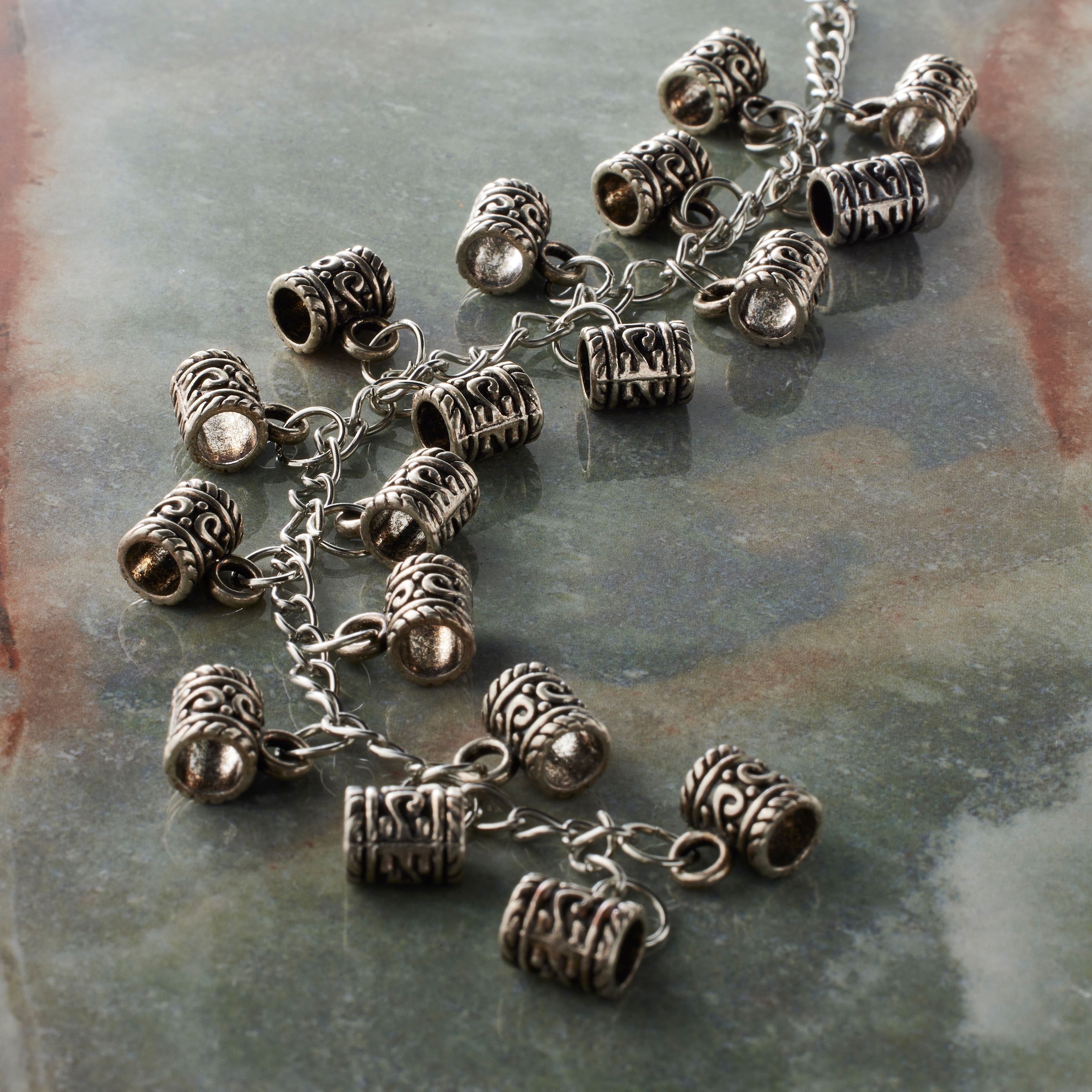 Silver Drop Metal Tube Beads, 9mm by Bead Landing™