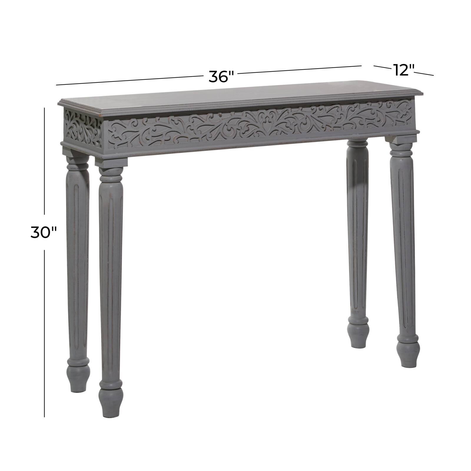 Grey Farmhouse Mango Wood Console Table, 30&#x22; x 36&#x22;