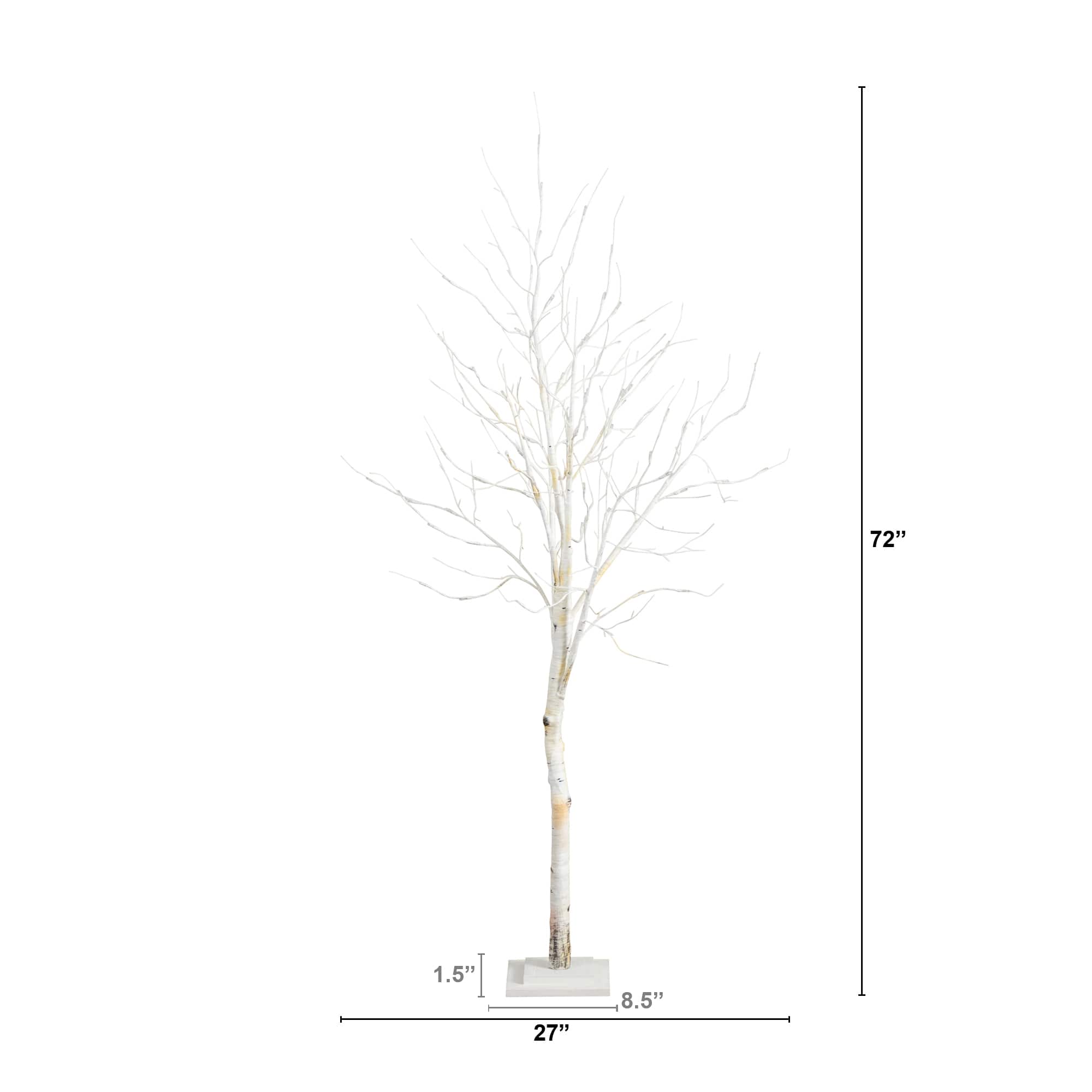 6ft. Pre-Lit White Birch Artificial Christmas Tree, White LED Lights