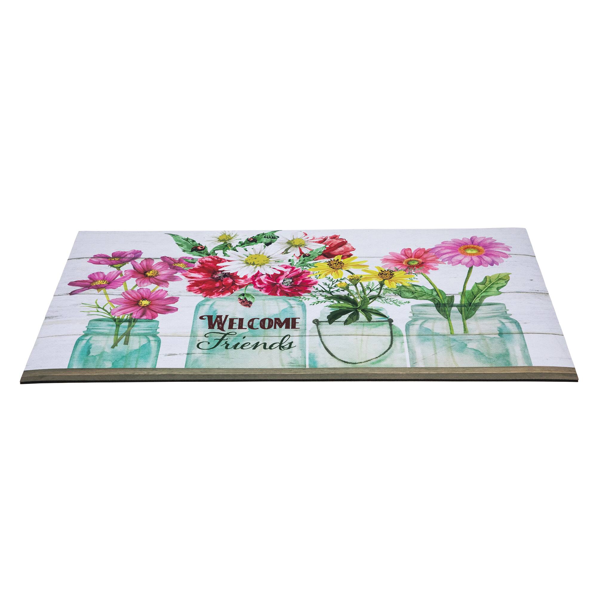 Welcome Friends Spring Bouquet Doormat 18" x 30"